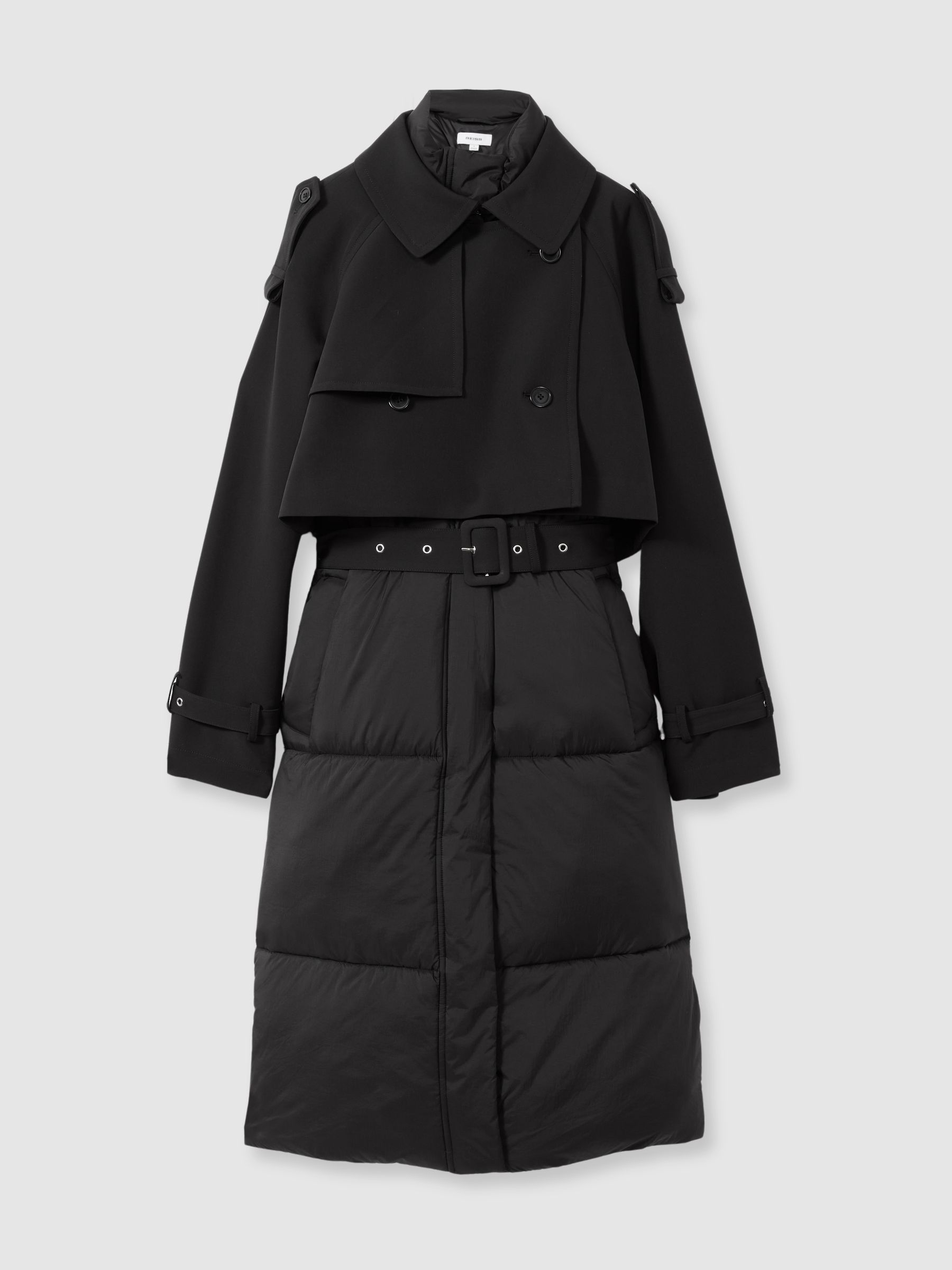 Reiss Hybrid Puffer Coat in Black | REISS Reiss Hybrid Puffer Coat in Black | REISS