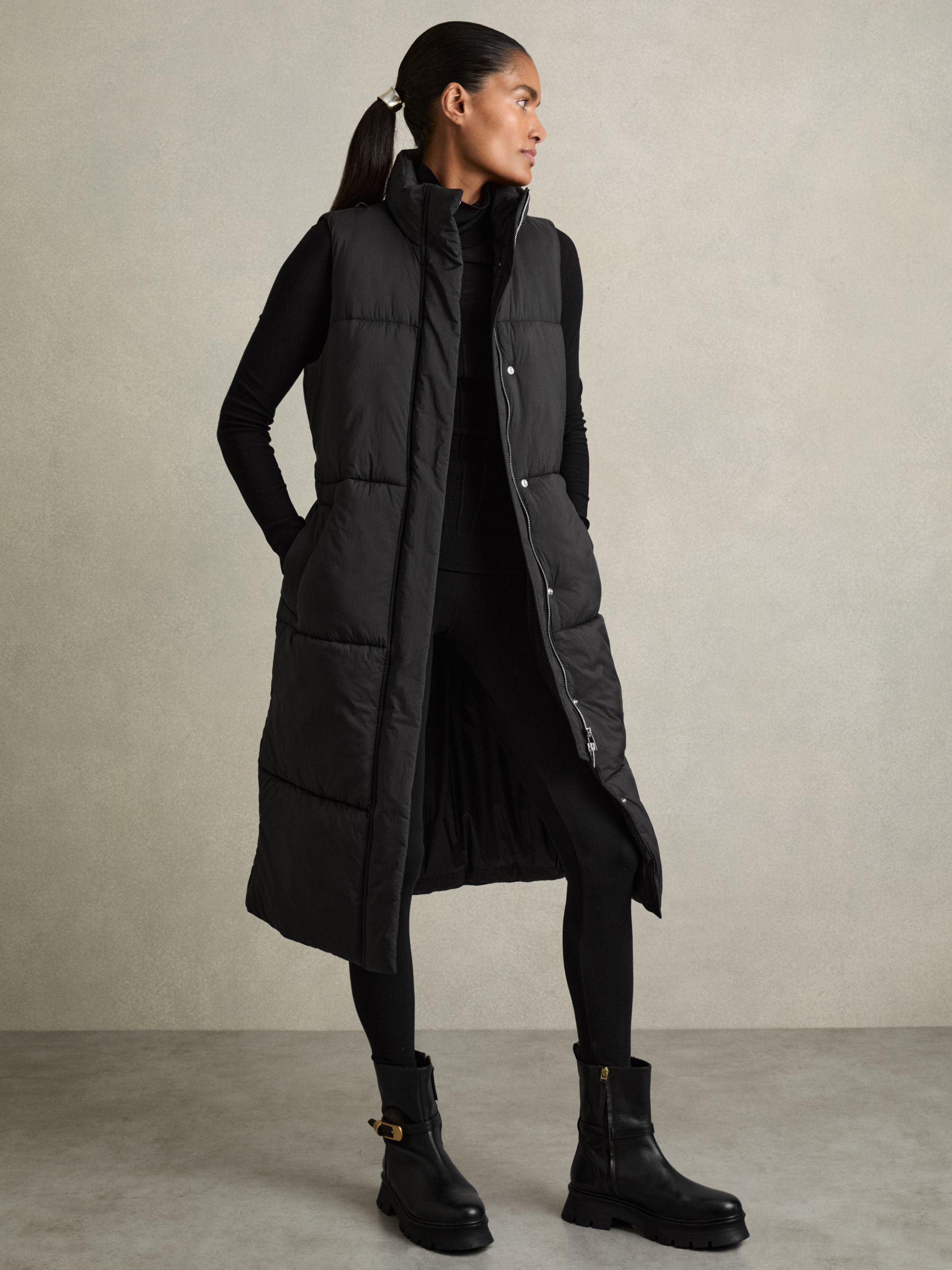 Hybrid Puffer Coat in Black - Image 3 of 9