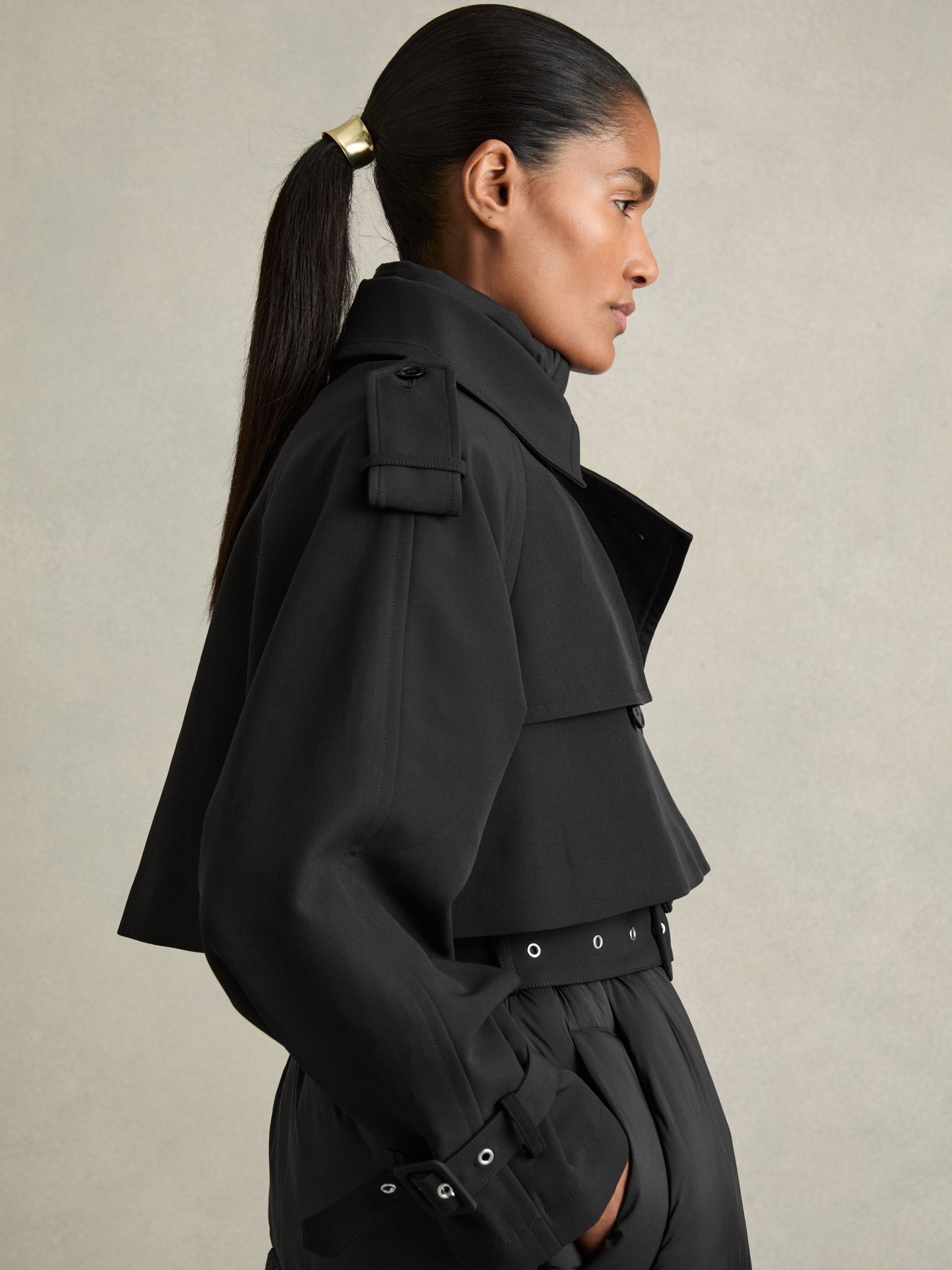 Hybrid Puffer Coat in Black - Image 4 of 9