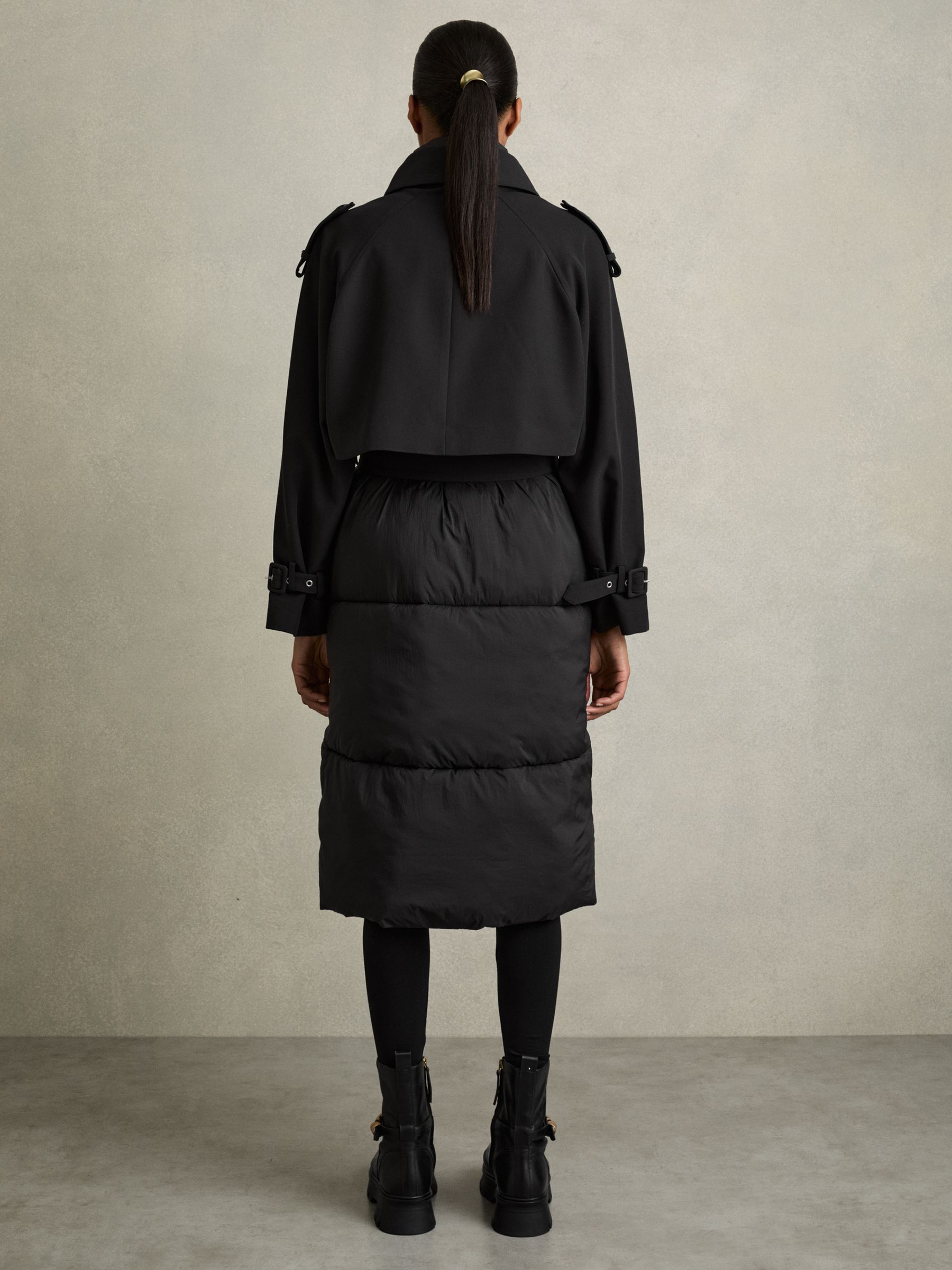 Hybrid Puffer Coat in Black - Image 6 of 9