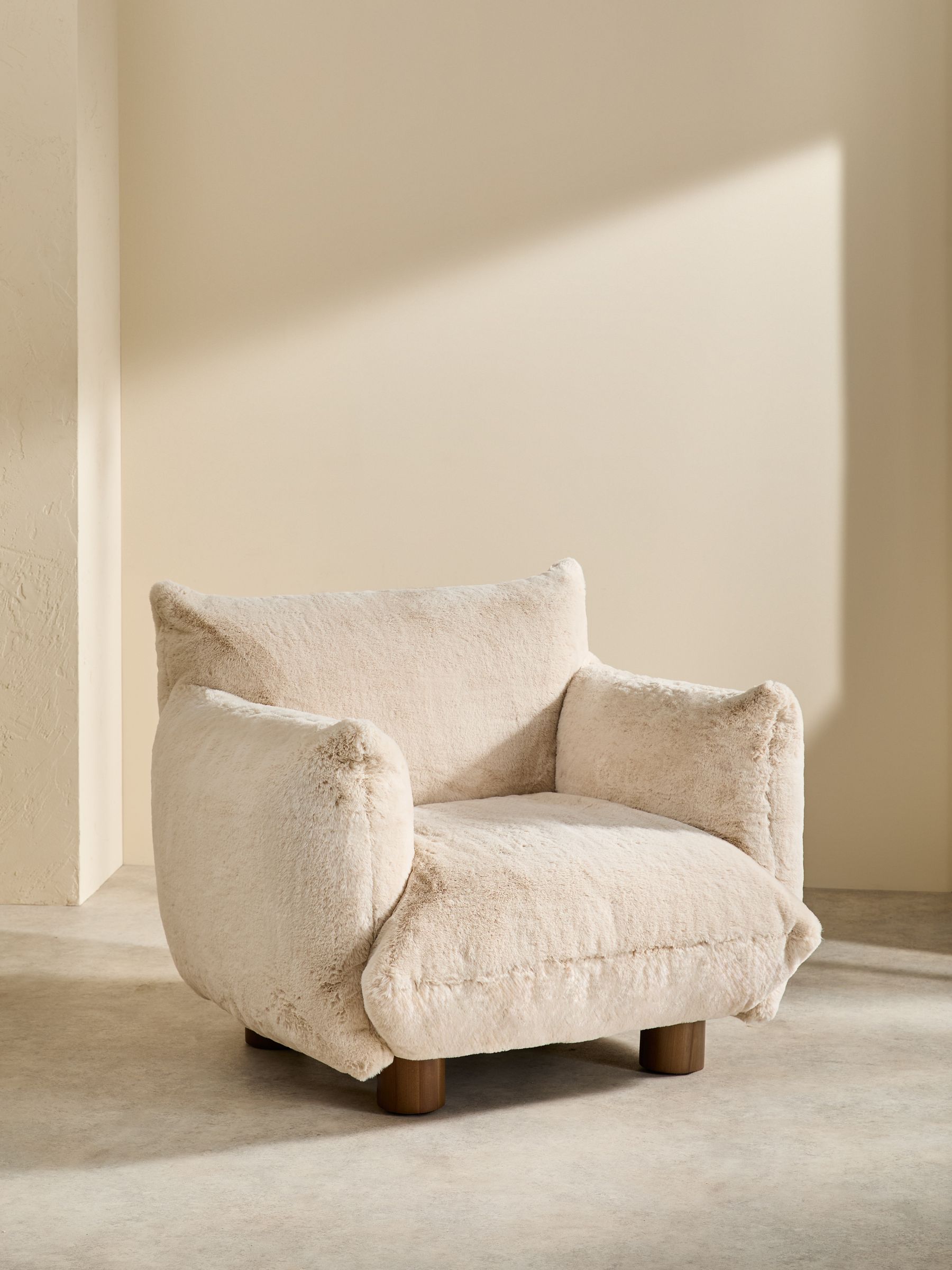 Jude Accent Chair in Taupe Brown Arctic Fur - Image 2 of 5