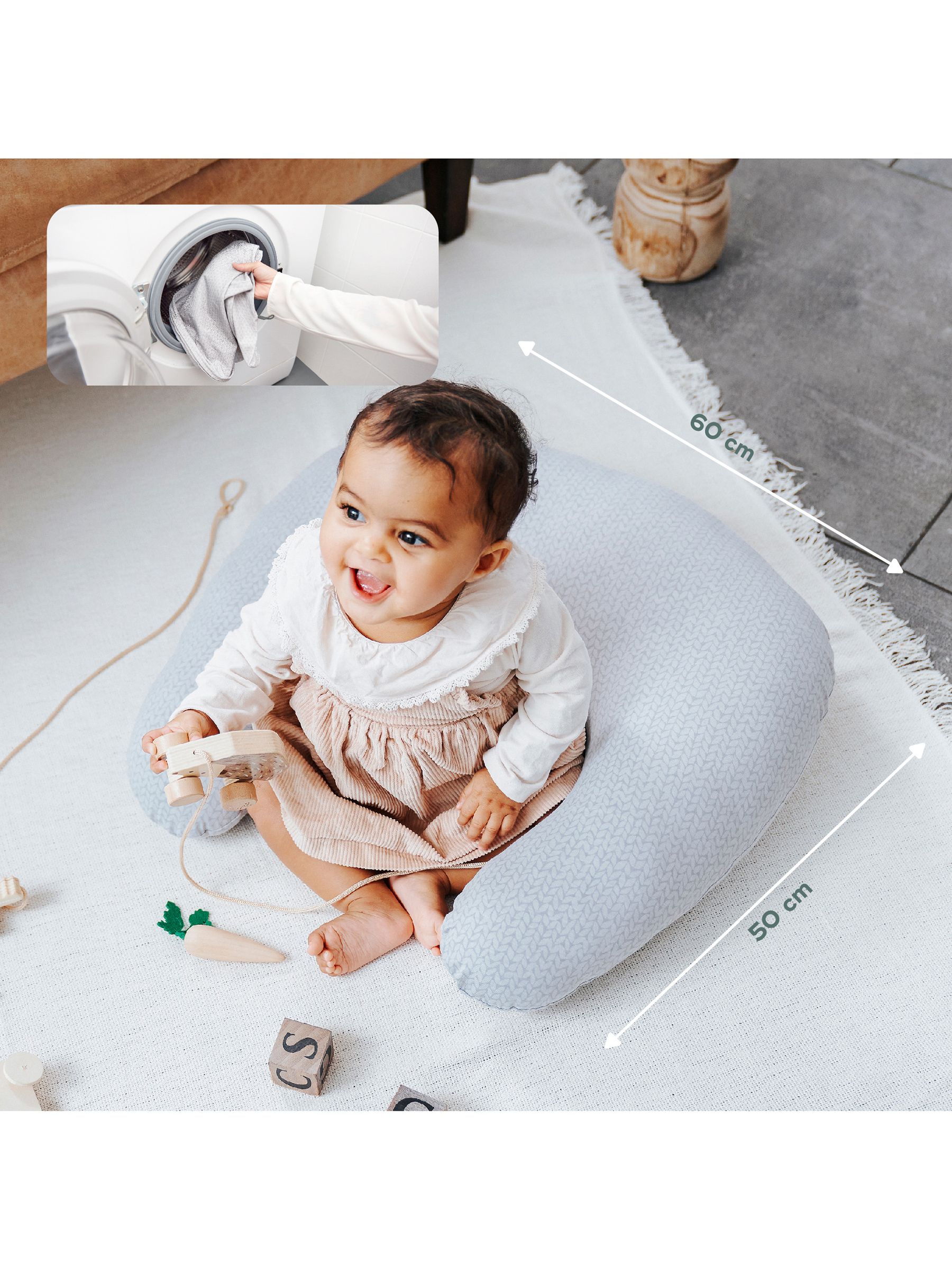 Maternity & Feeding Organic Cotton Pillow Grey - Image 3 of 9