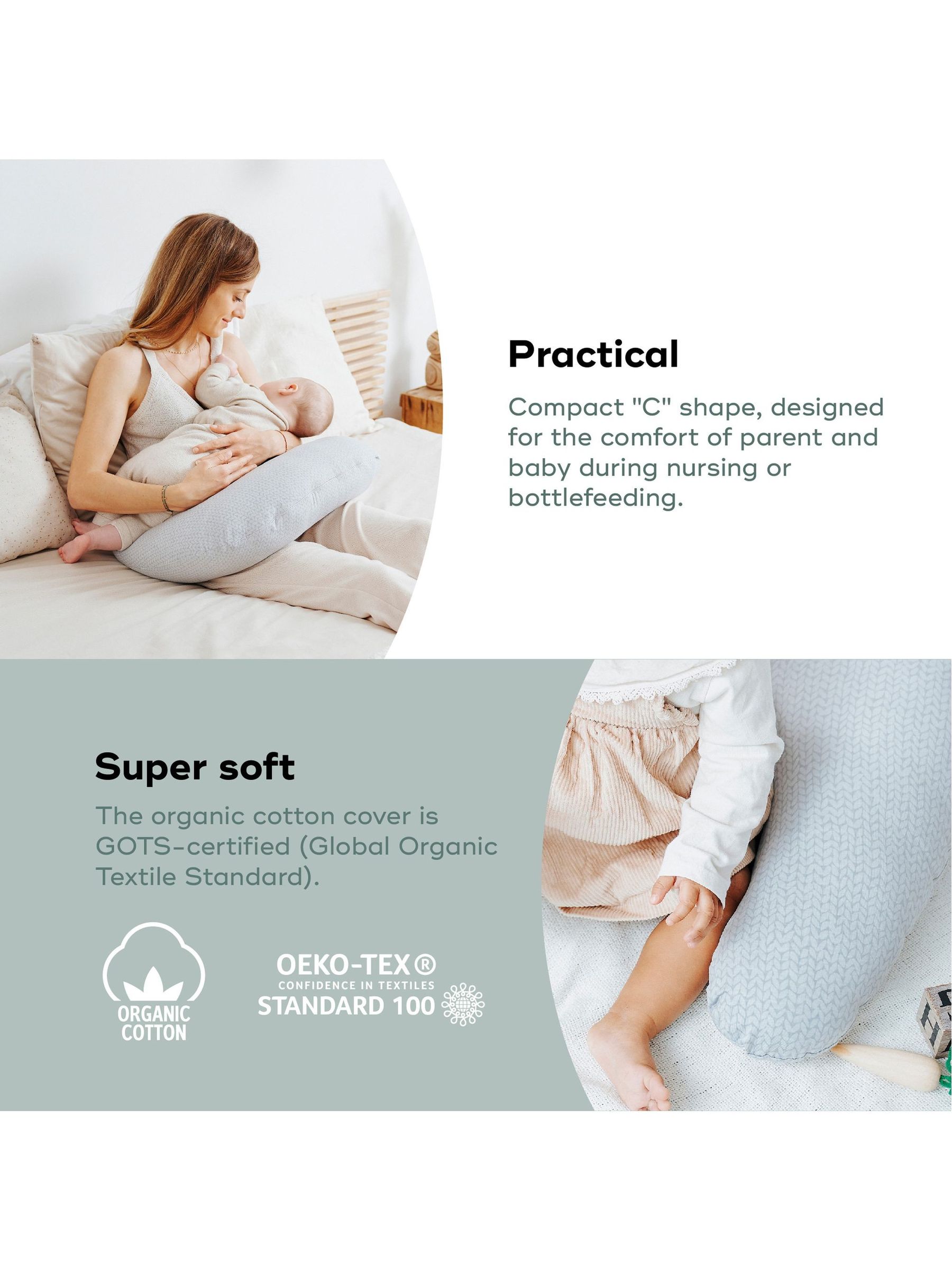 Maternity & Feeding Organic Cotton Pillow Grey - Image 9 of 9