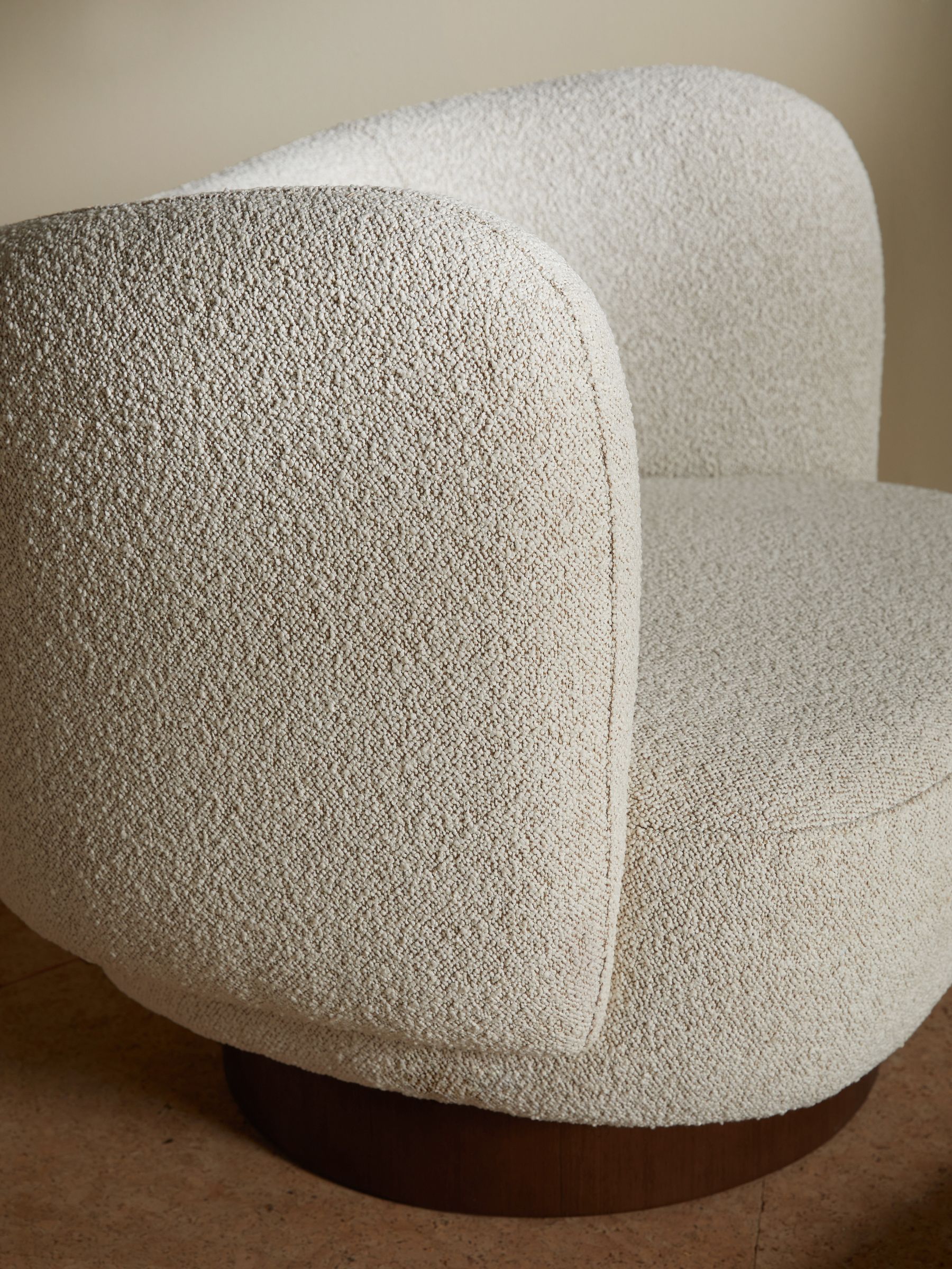 Novara Swivel Accent Chair in Off White Pax Boucle - Image 3 of 6