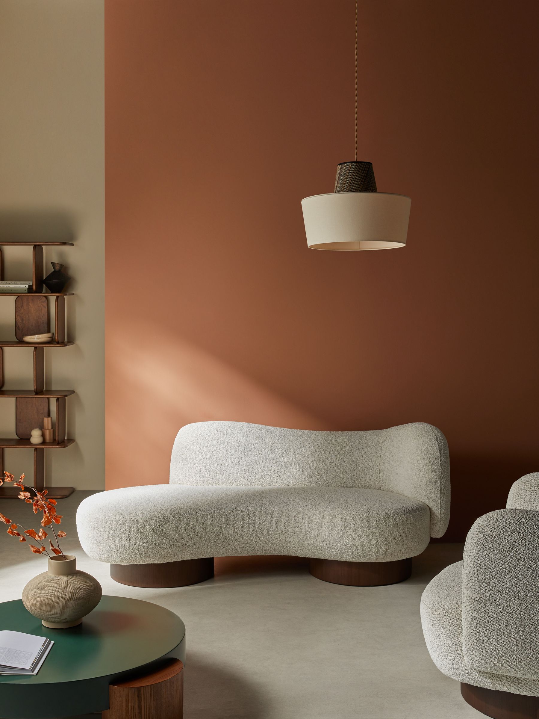 Novara Chaise Lounge 2 Seater Sofa in Off White Pax Boucle