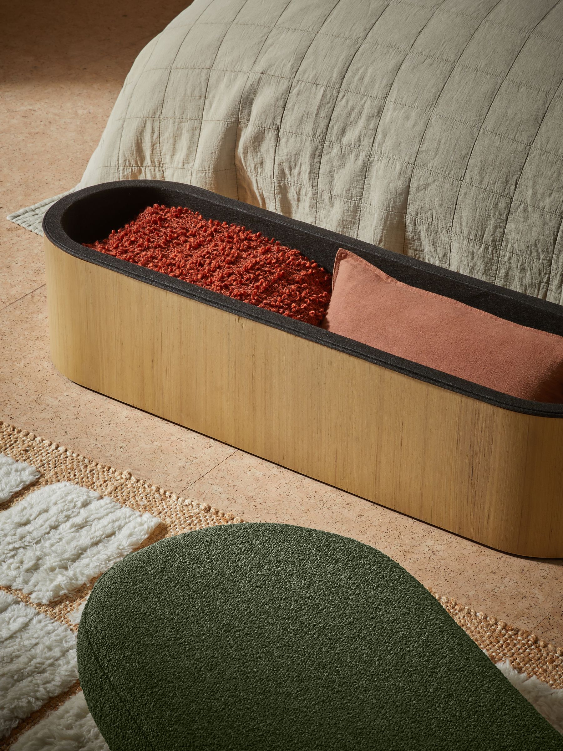 Novara Storage Ottoman Bench in Forest Green Pax Boucle - Image 2 of 6