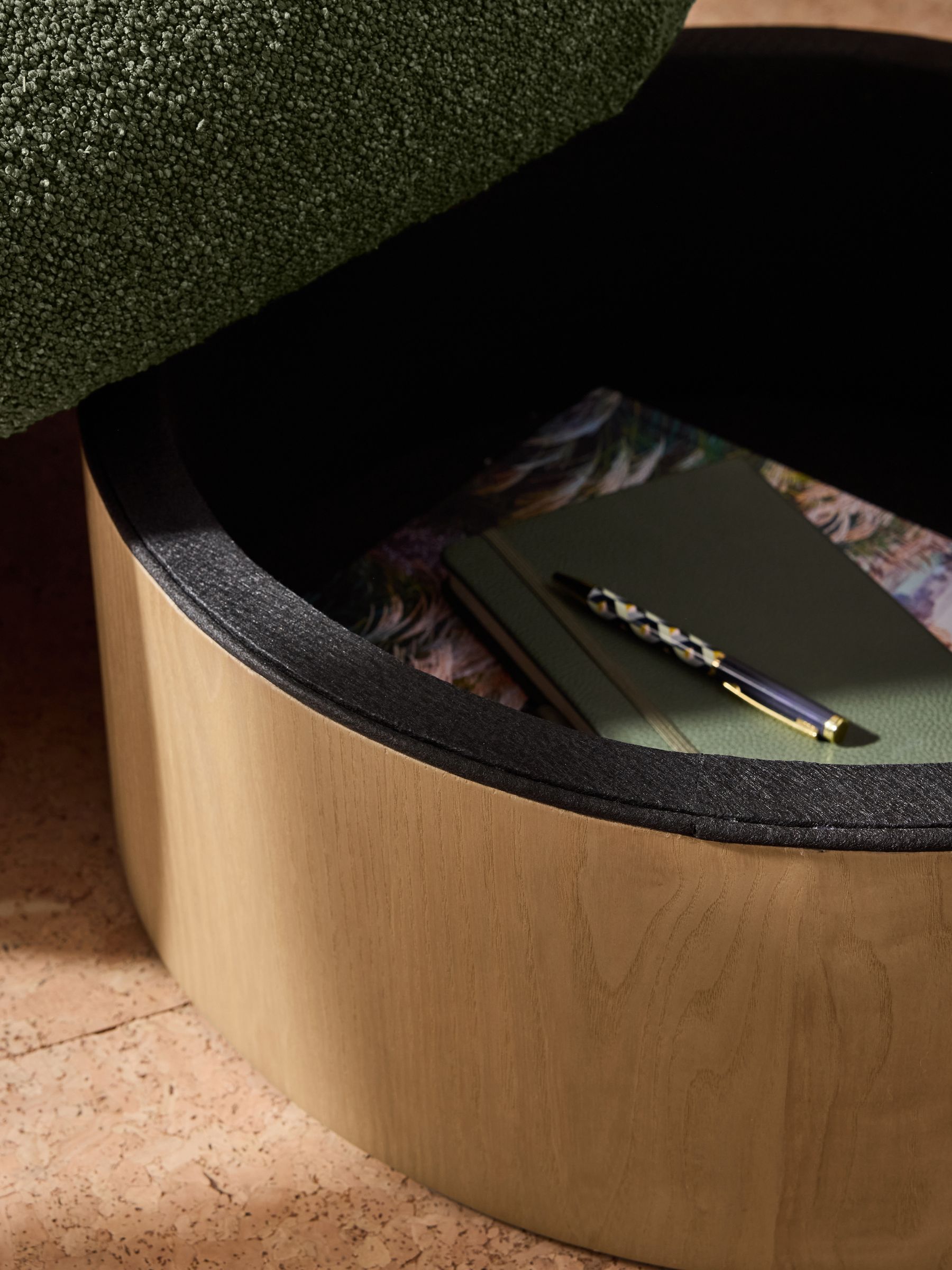 Novara Storage Footstool in Forest Green Pax Boucle - Image 3 of 6