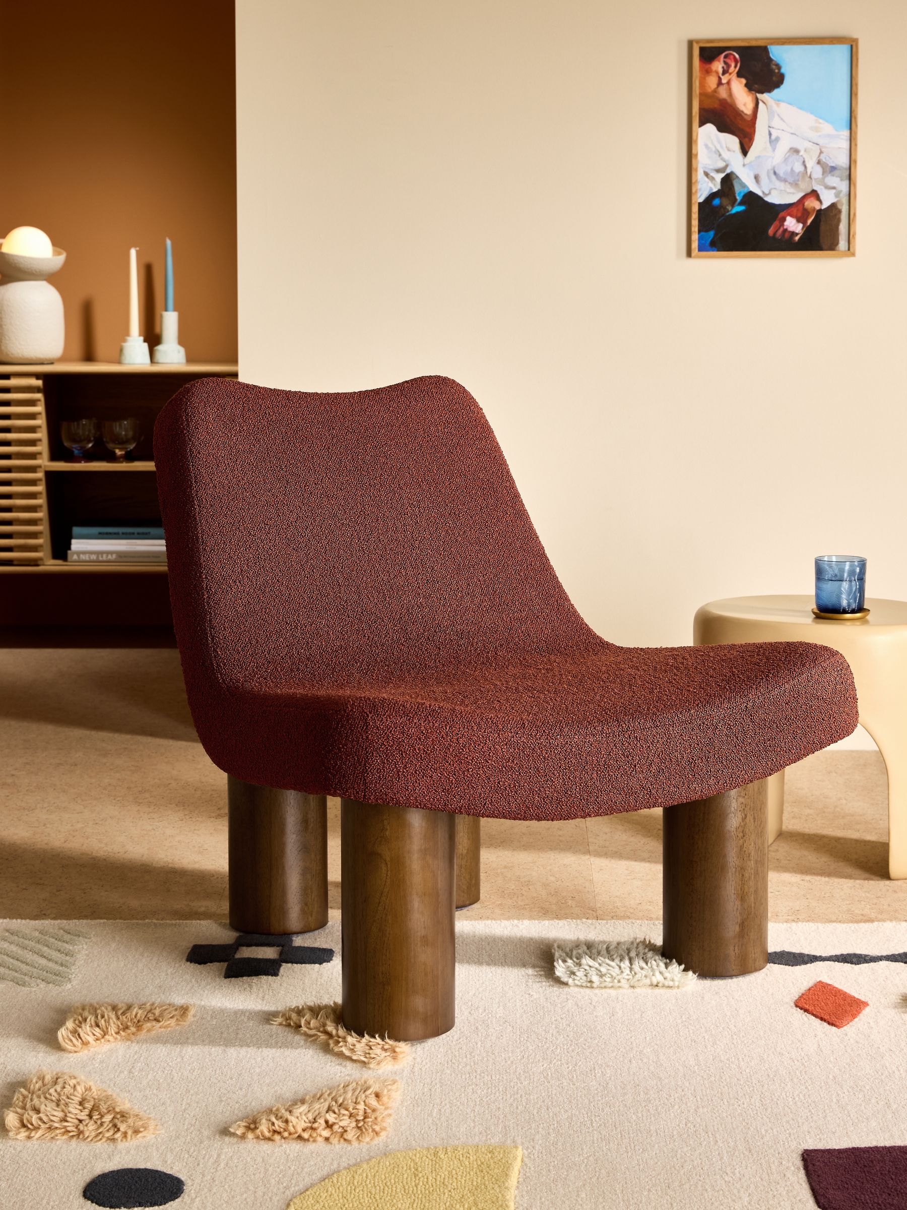 Wray Accent Chair in Rust Orange Pax Boucle - Image 1 of 6
