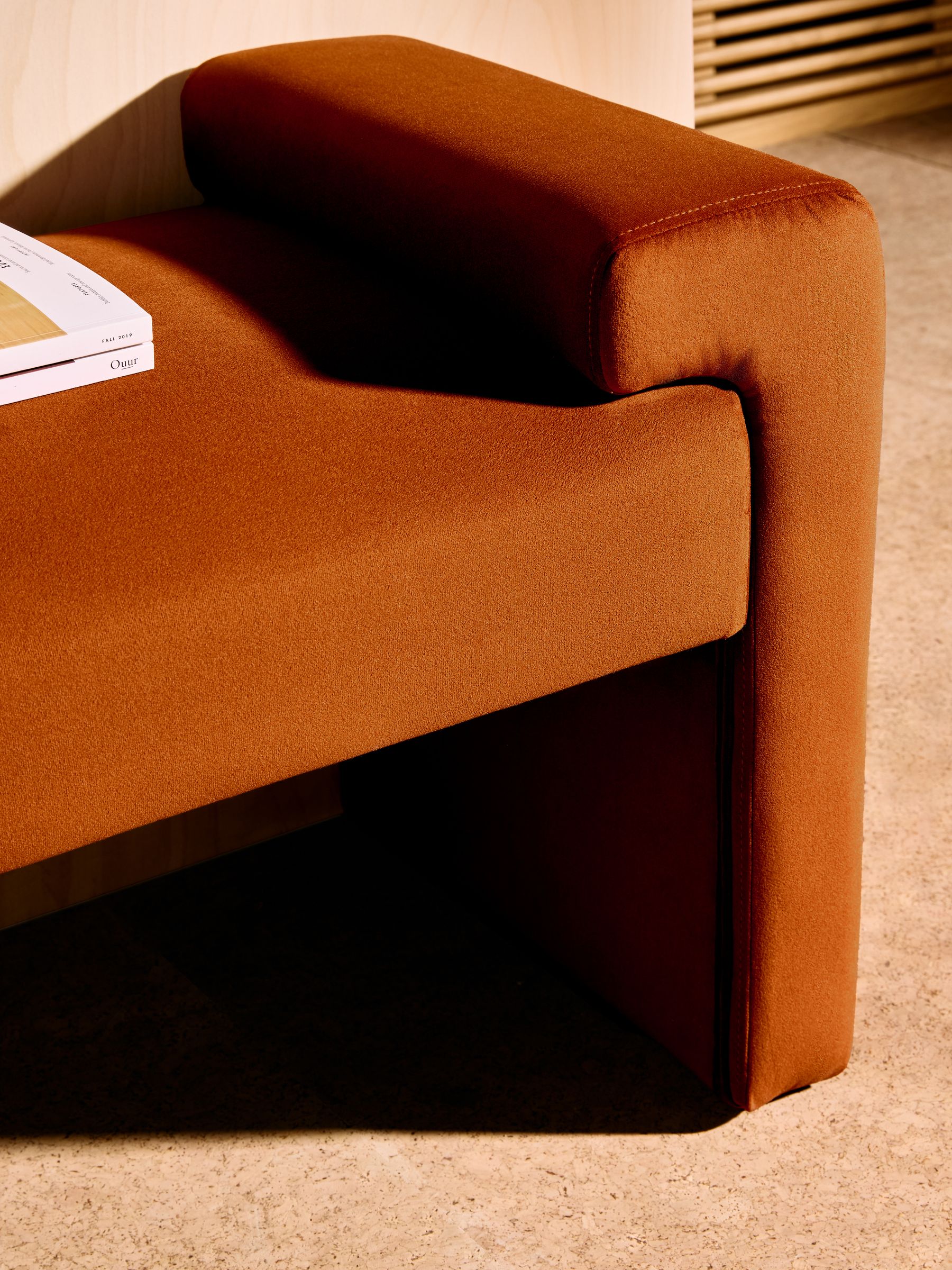 Brixton Bench in Cinnamon Orange Velvet - Image 2 of 8