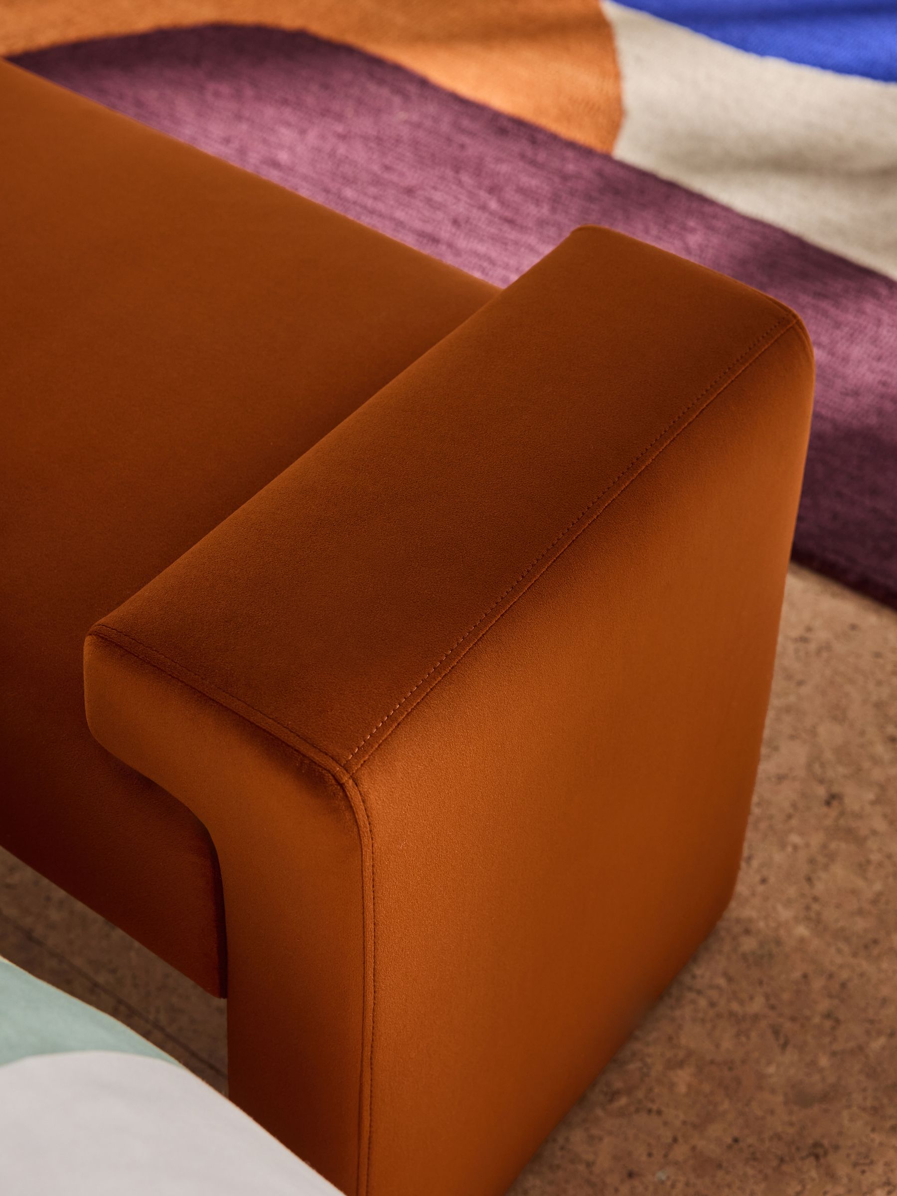 Brixton Bench in Cinnamon Orange Velvet - Image 3 of 8