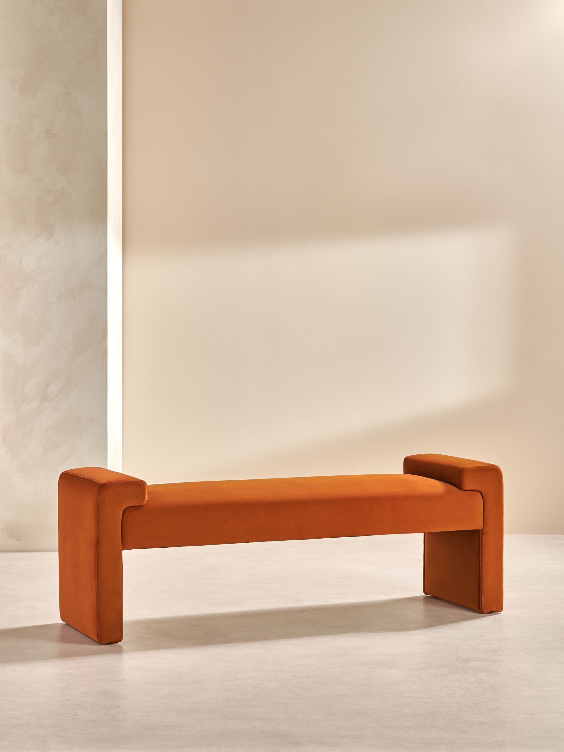 Brixton Bench in Cinnamon Orange Velvet - Image 5 of 8