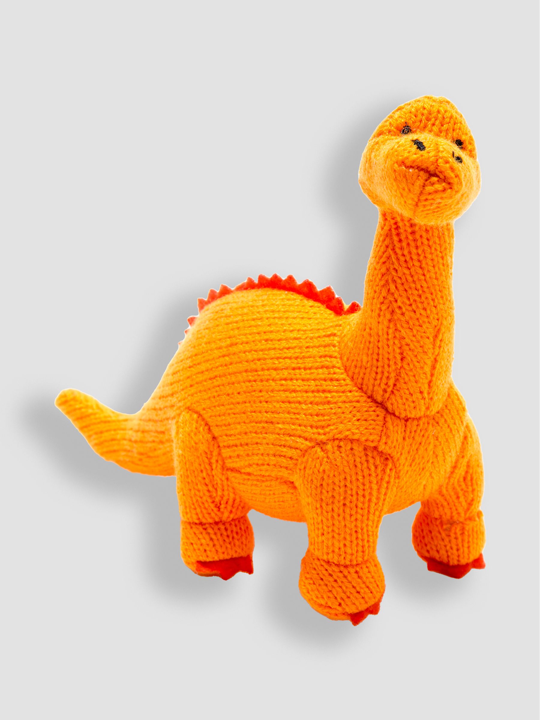 Bright Orange Best Years Knitted Diplodocus Rattle - Image 1 of 1