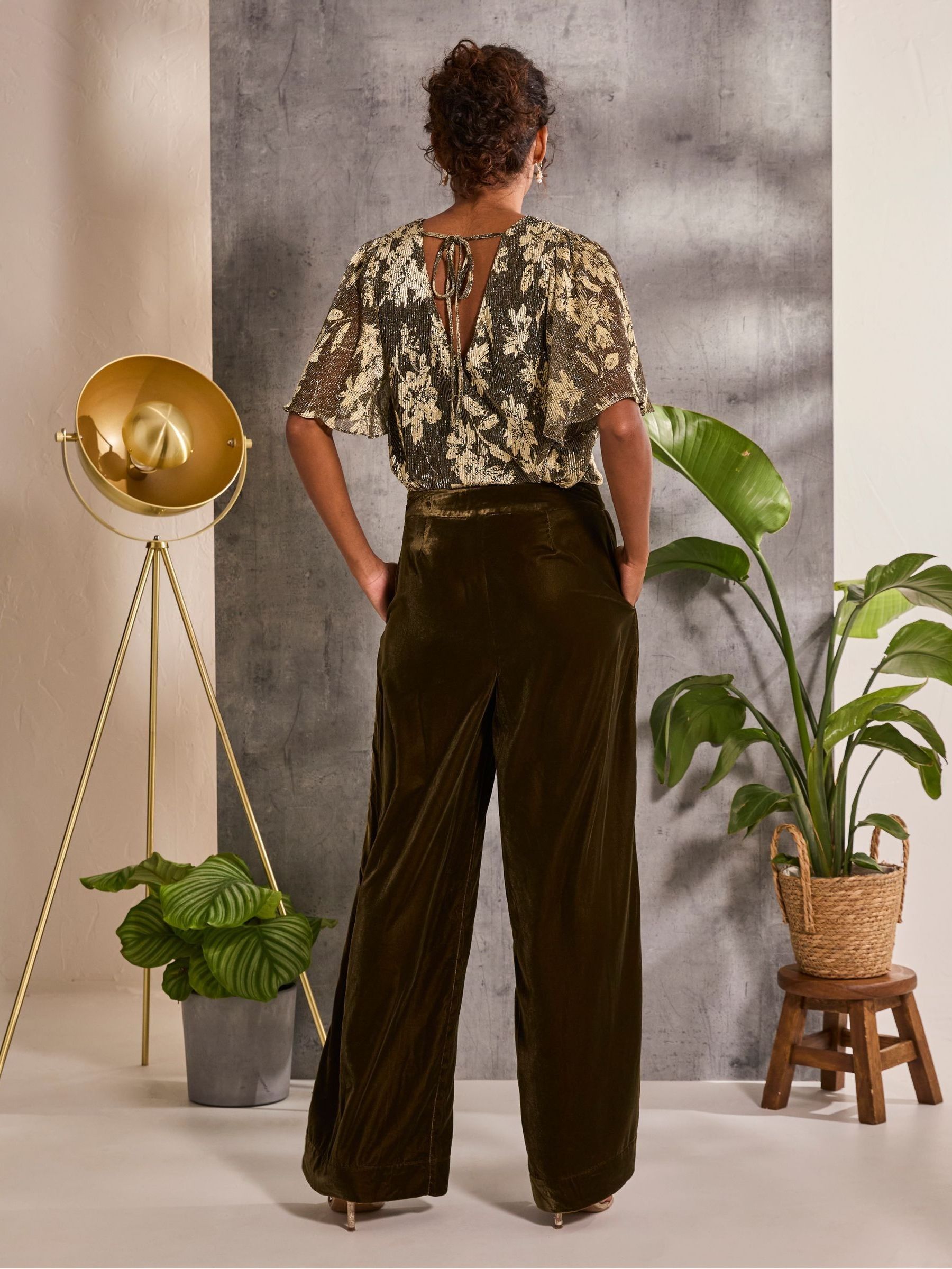 Ava Brown Velvet Trousers - Image 2 of 6