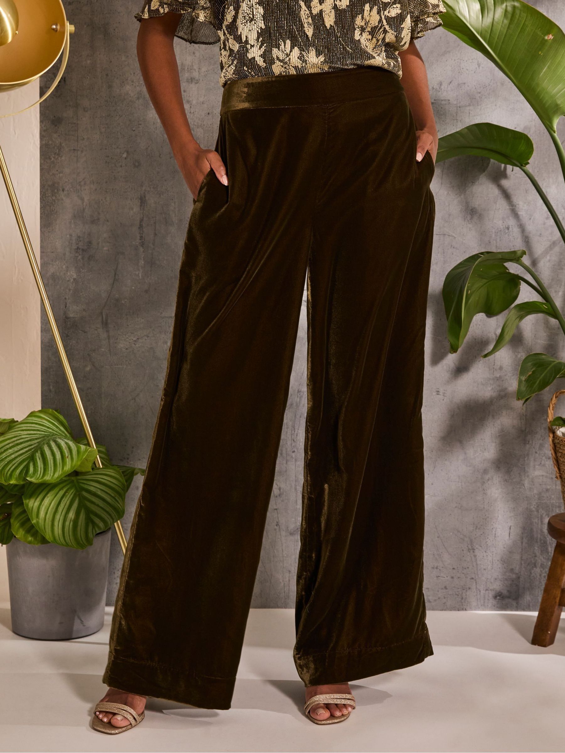 Ava Brown Velvet Trousers - Image 4 of 6