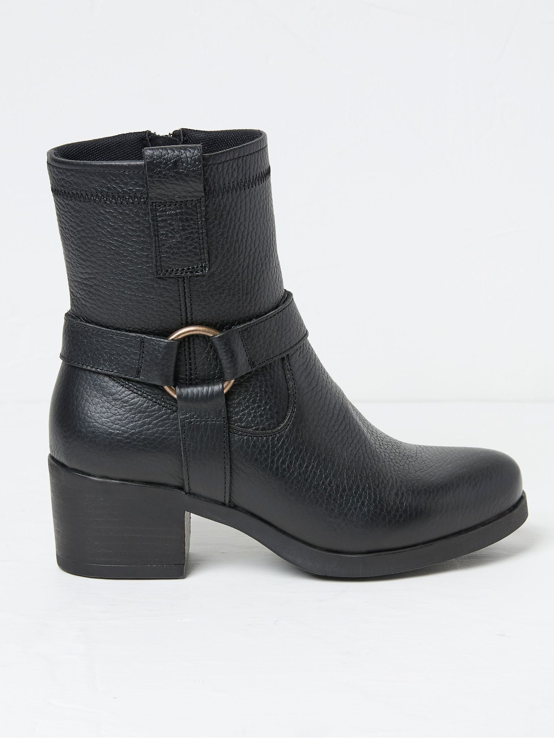 Hazel Black Mid Heel Boots FatFace