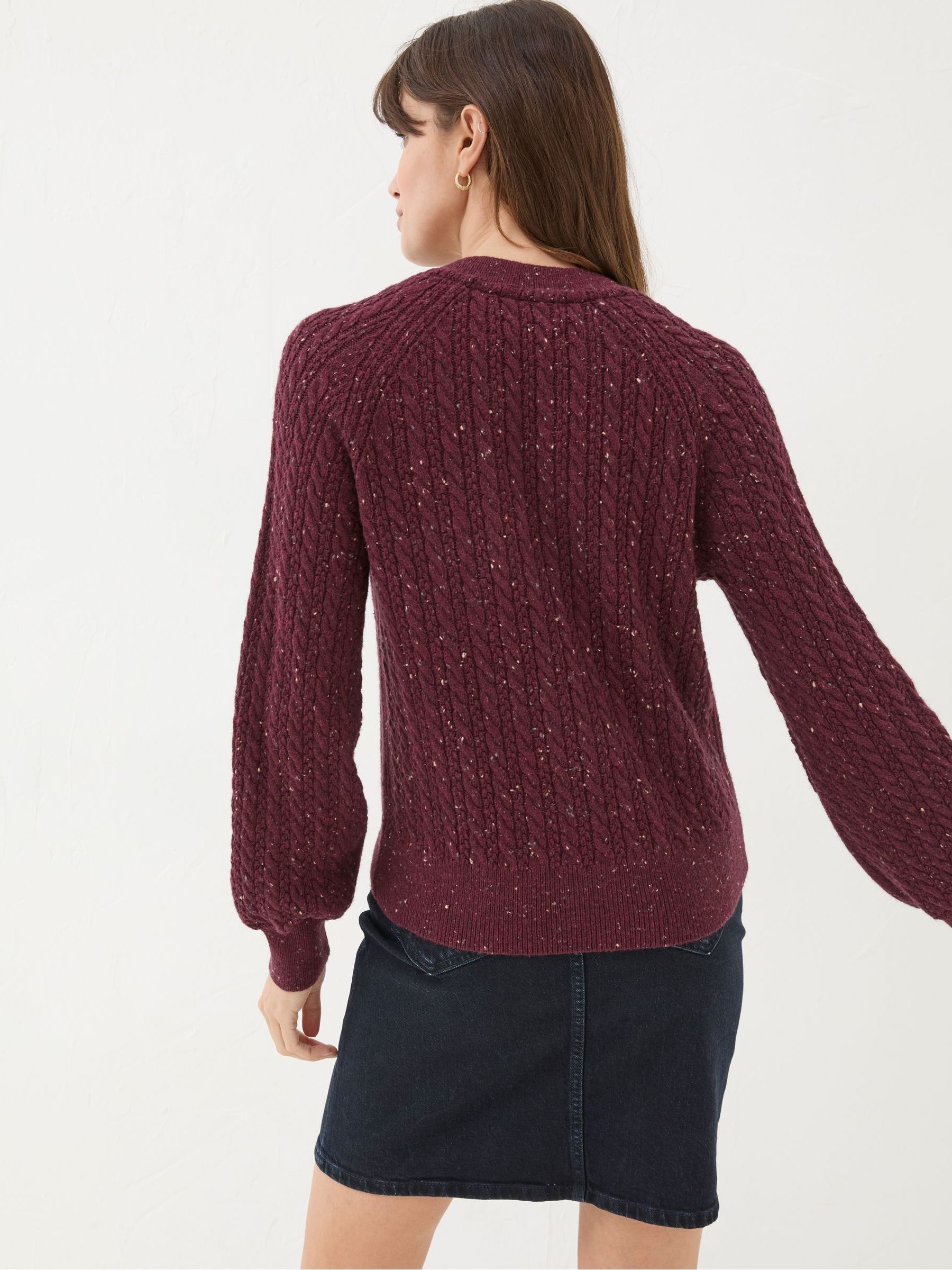 Chloe Dark Red Cable Knit Cardigan - Image 2 of 6