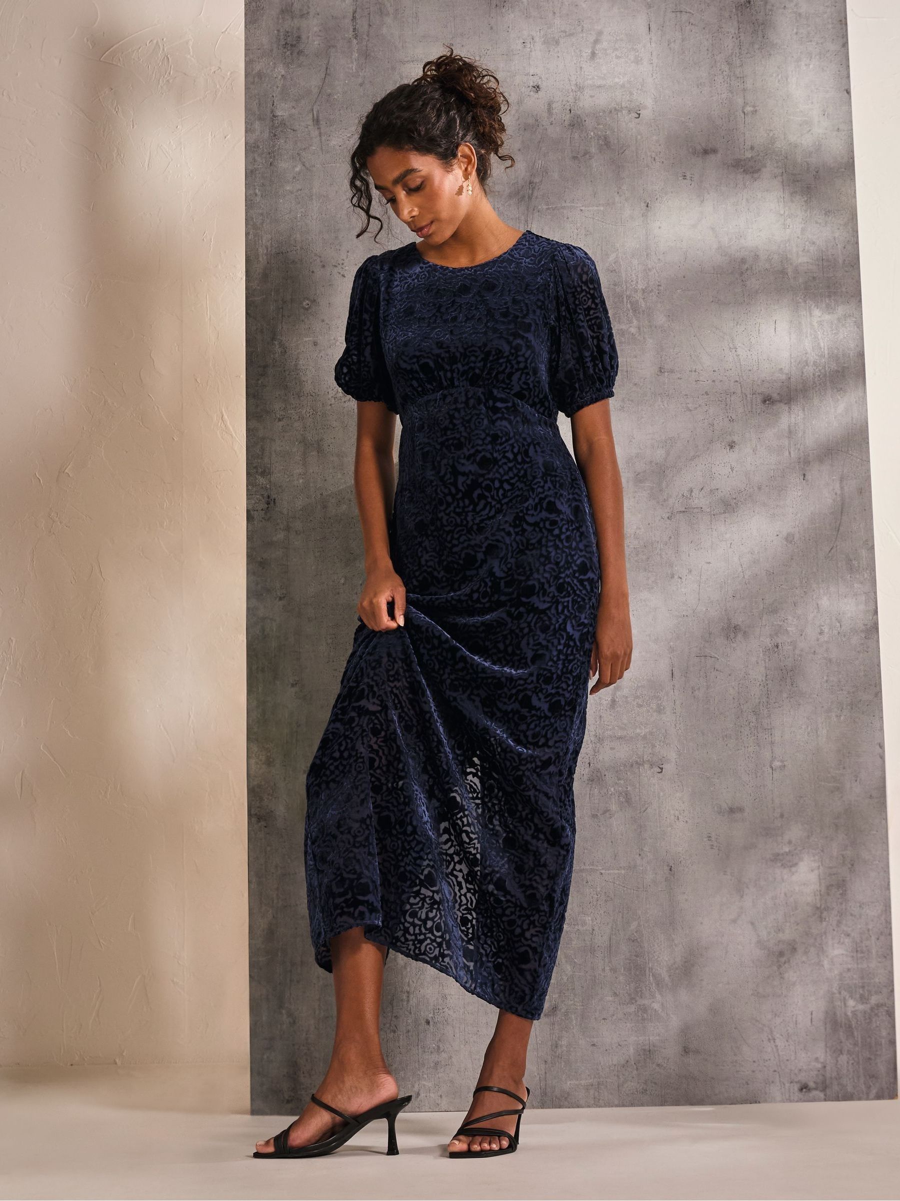 Blue Nora Burnout Midi Dress - Image 1 of 6