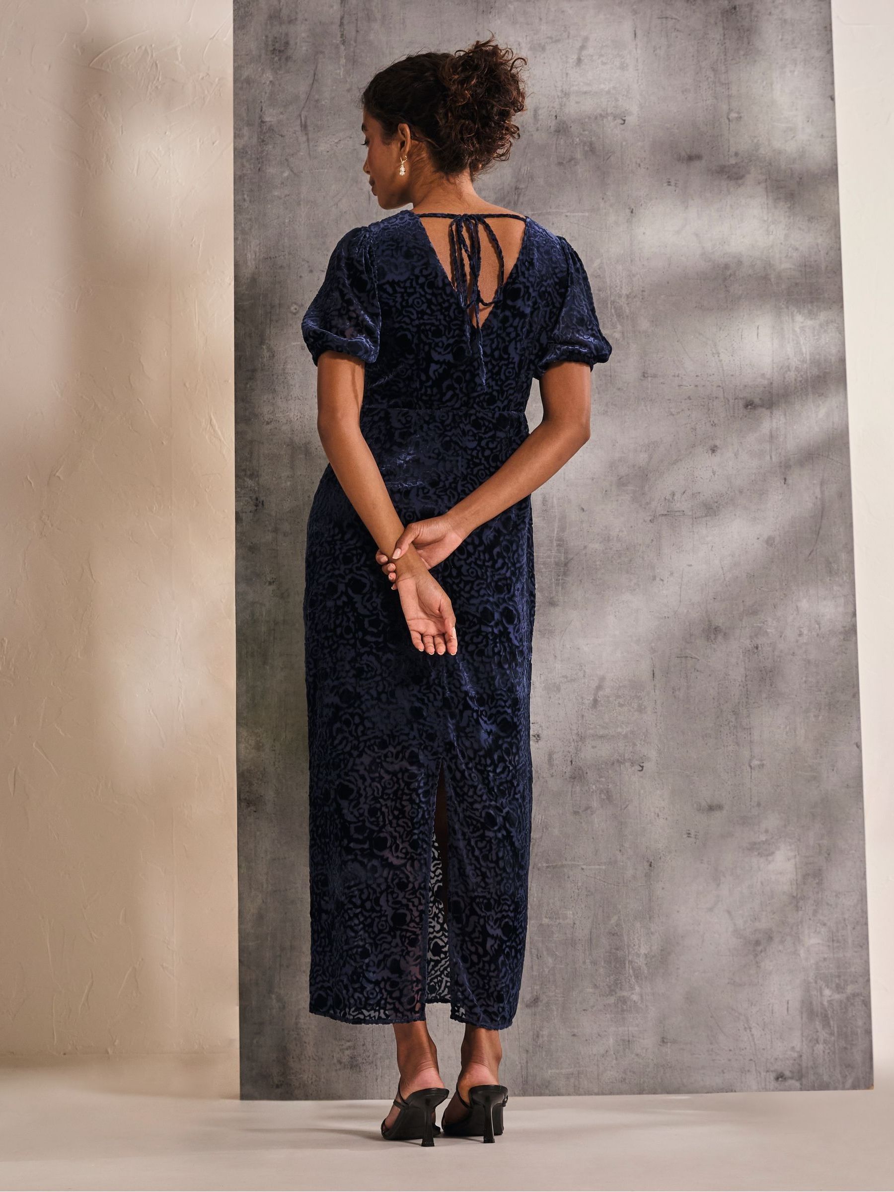 Blue Nora Burnout Midi Dress - Image 2 of 6