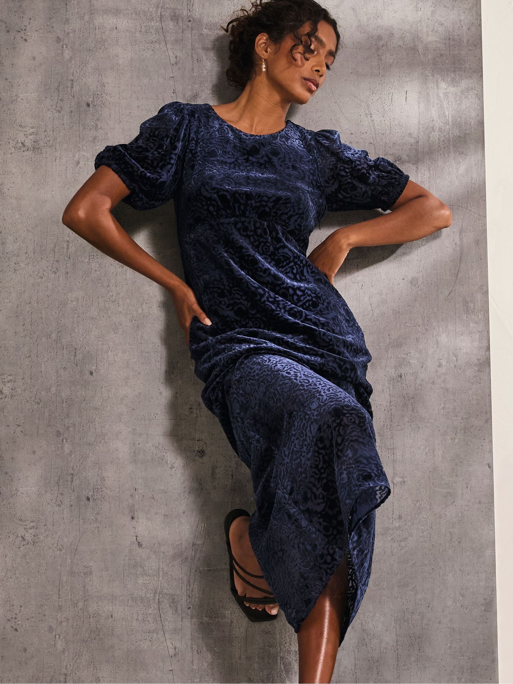 Blue Nora Burnout Midi Dress - Image 3 of 6