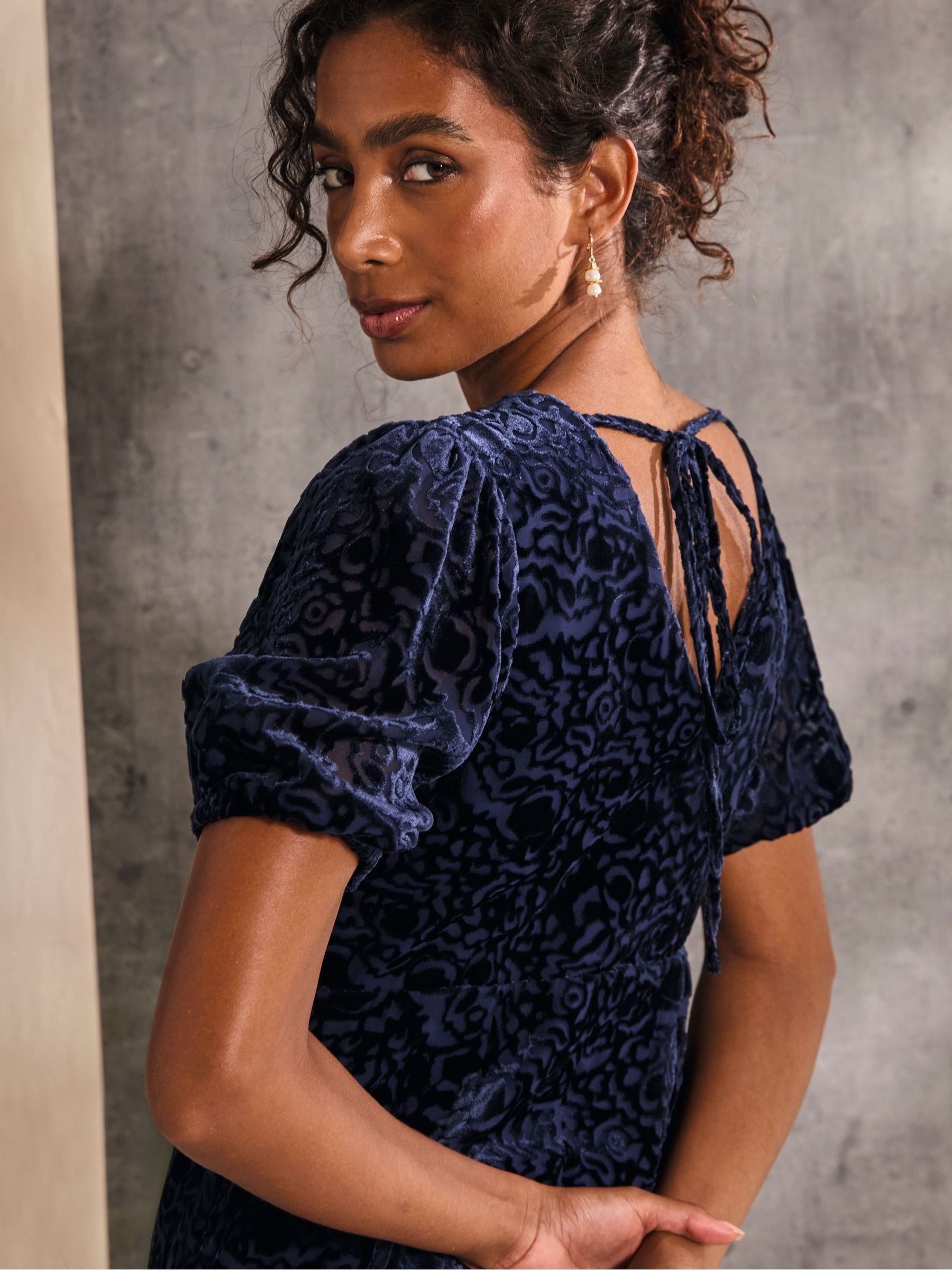 Blue Nora Burnout Midi Dress - Image 4 of 6