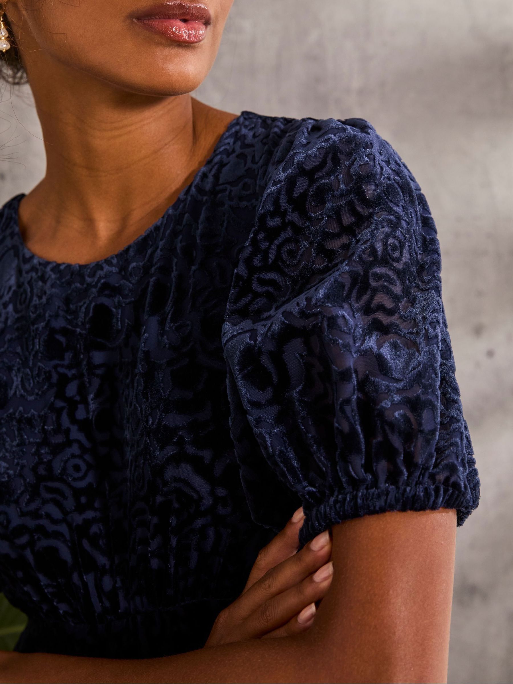 Blue Nora Burnout Midi Dress - Image 5 of 6