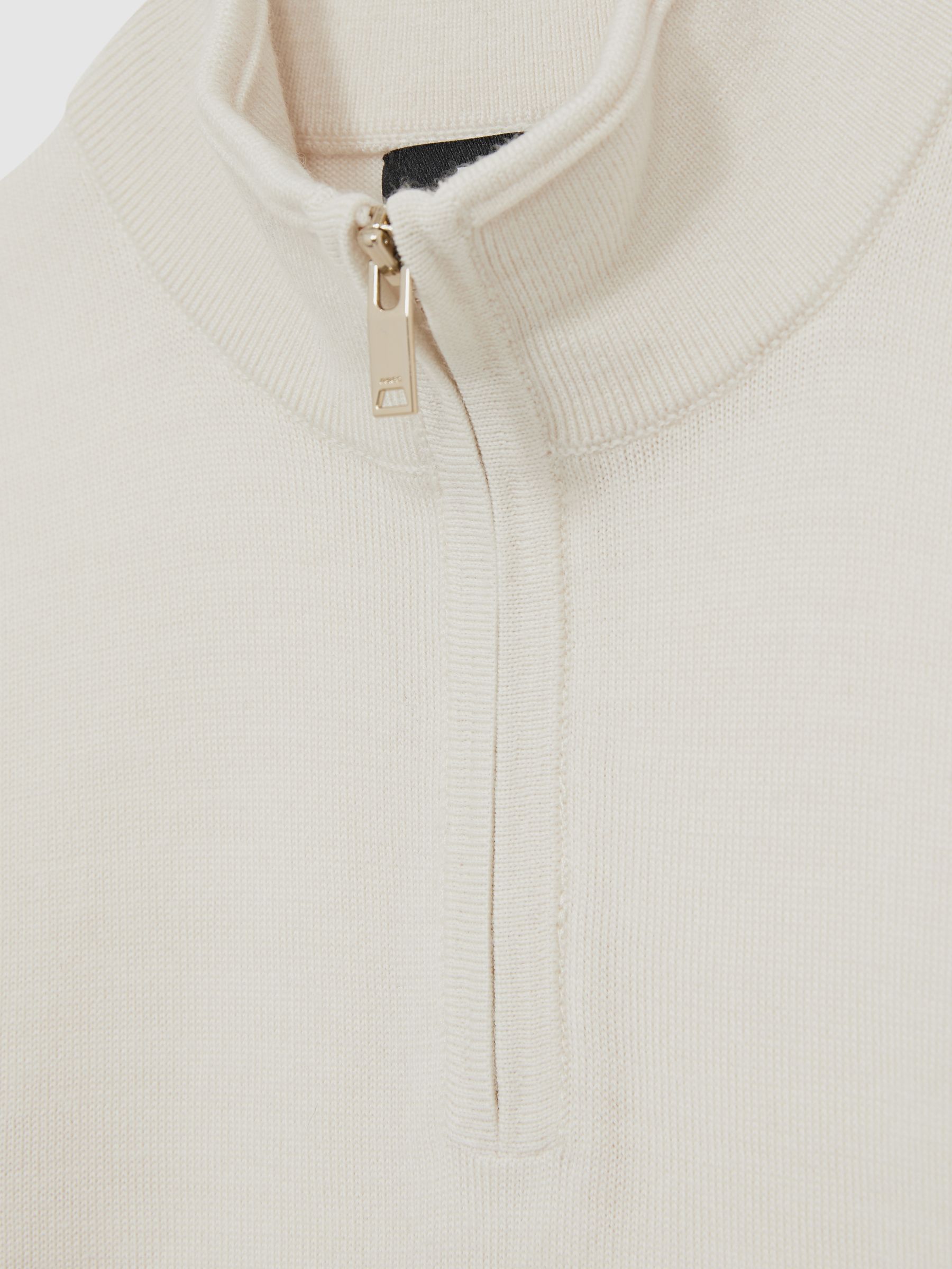 9-13 yrs Merino Wool Half-Zip Funnel Neck Jumper in Snow - Image 4 of 4