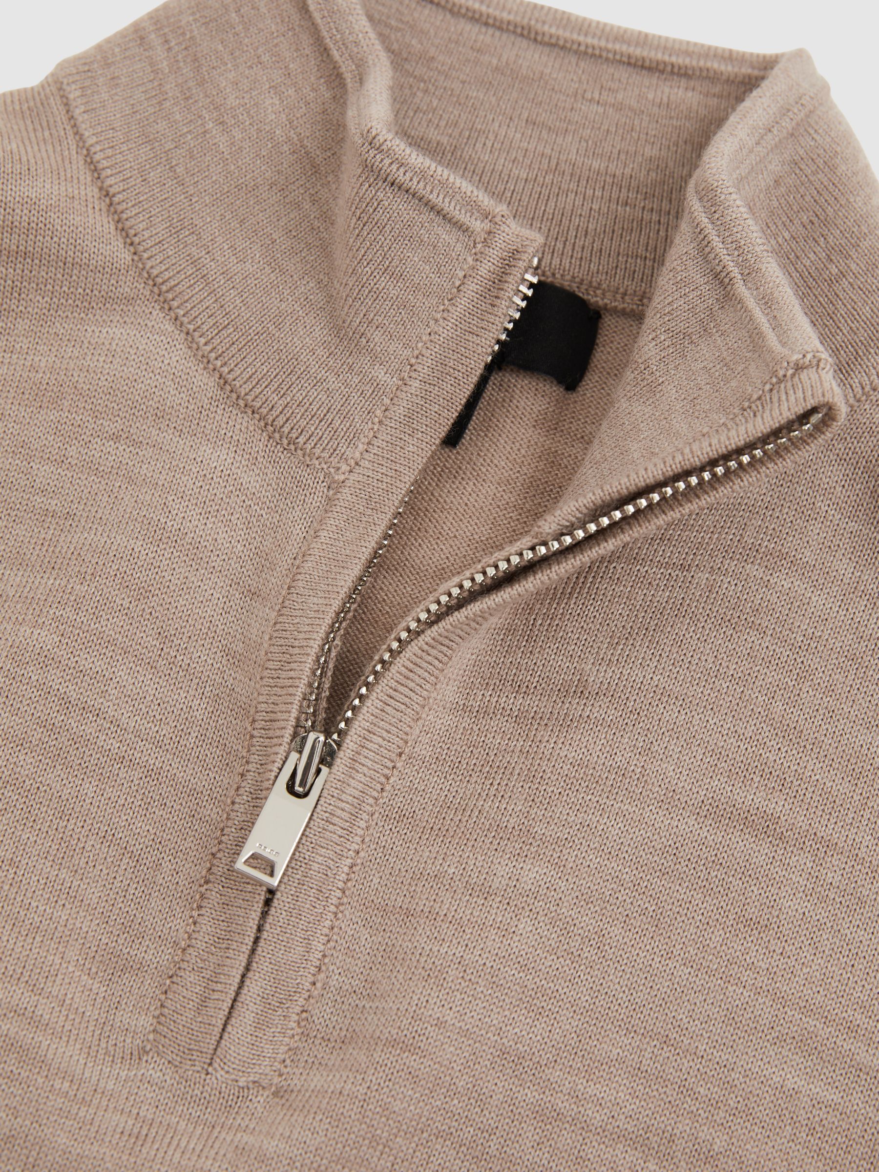 9-13 yrs Merino Wool Half-Zip Funnel Neck Jumper in Wheat Melange - Image 4 of 4