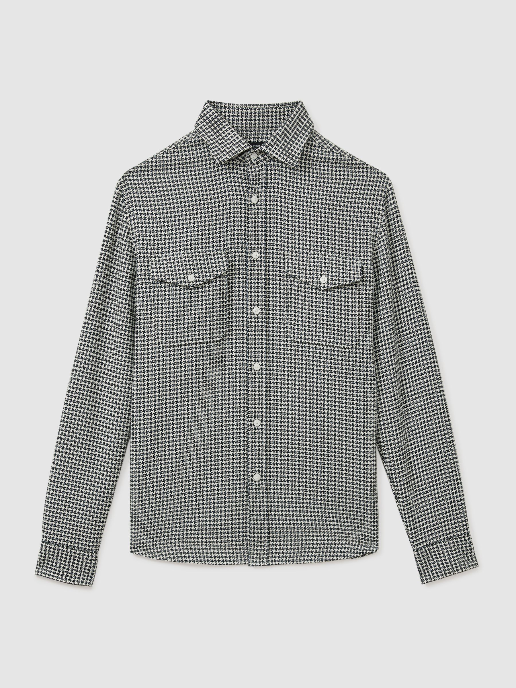 Houndstooth Overshirt in Black - Image 2 of 5