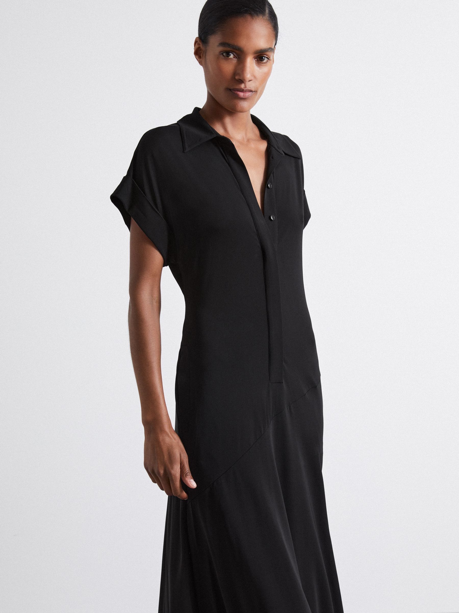 Atelier Polo-Collar Jersey Maxi Dress in Black - Image 3 of 6