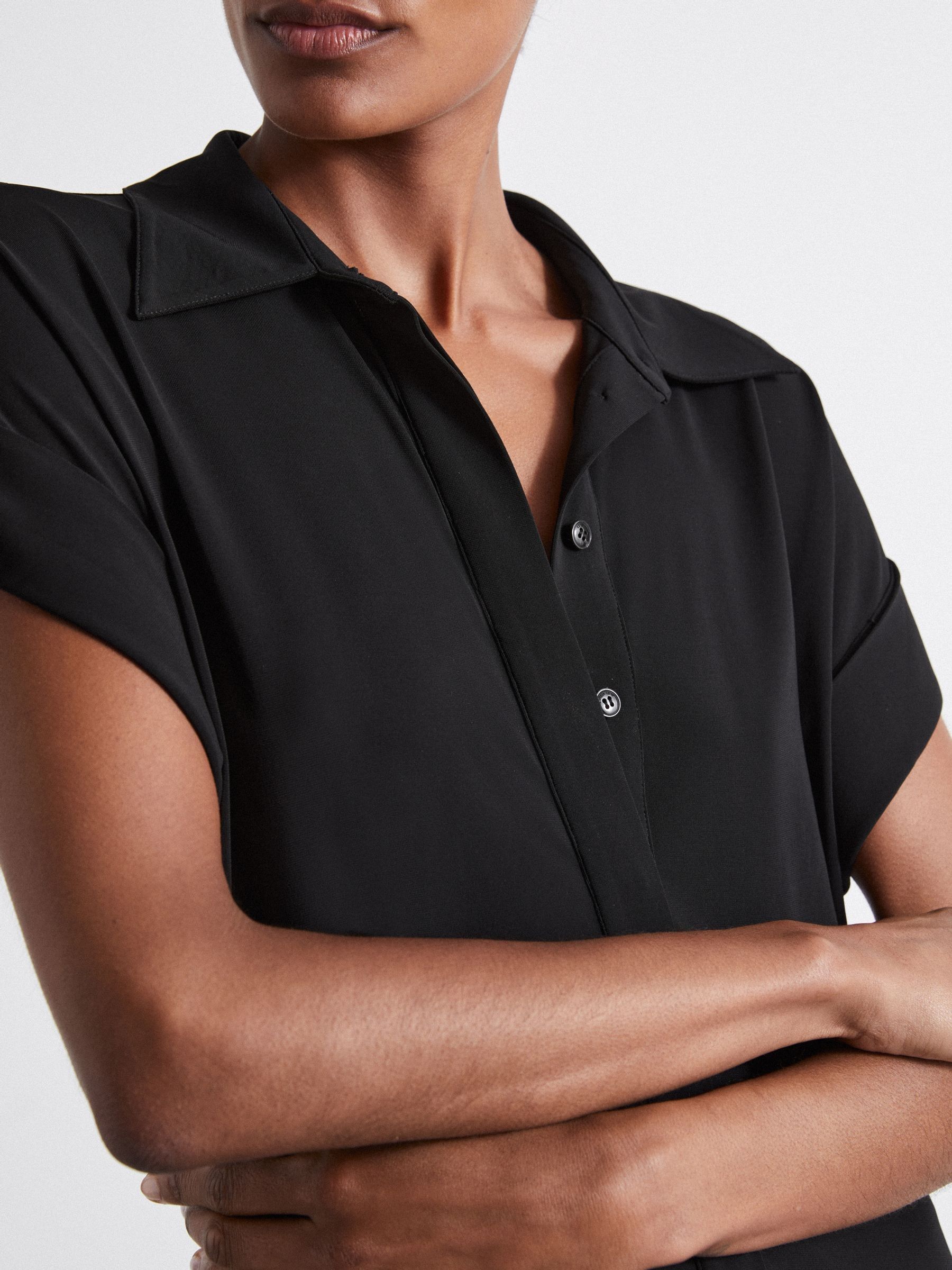 Atelier Polo-Collar Jersey Maxi Dress in Black - Image 4 of 6