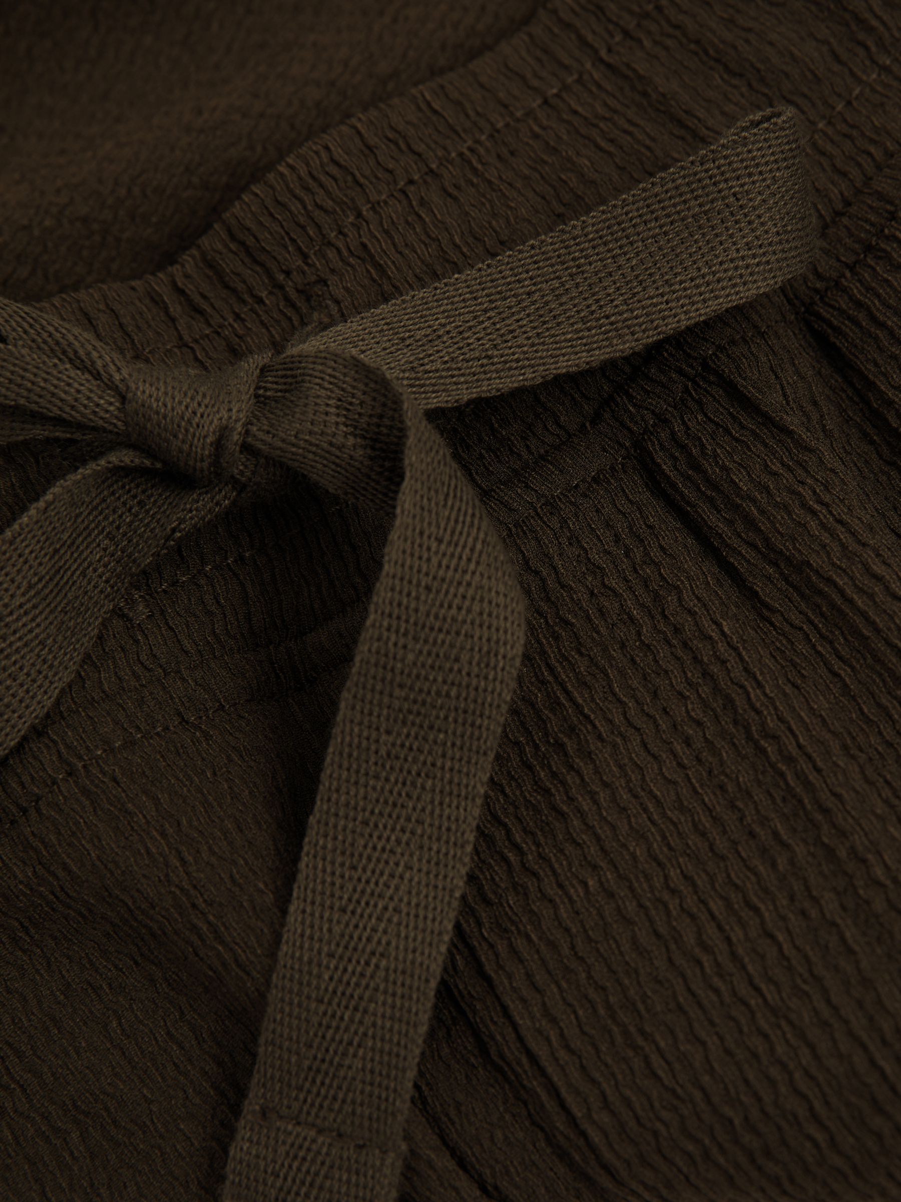 Textured Crepe Drawstring Trousers in Dark Olive Green - Image 6 of 6