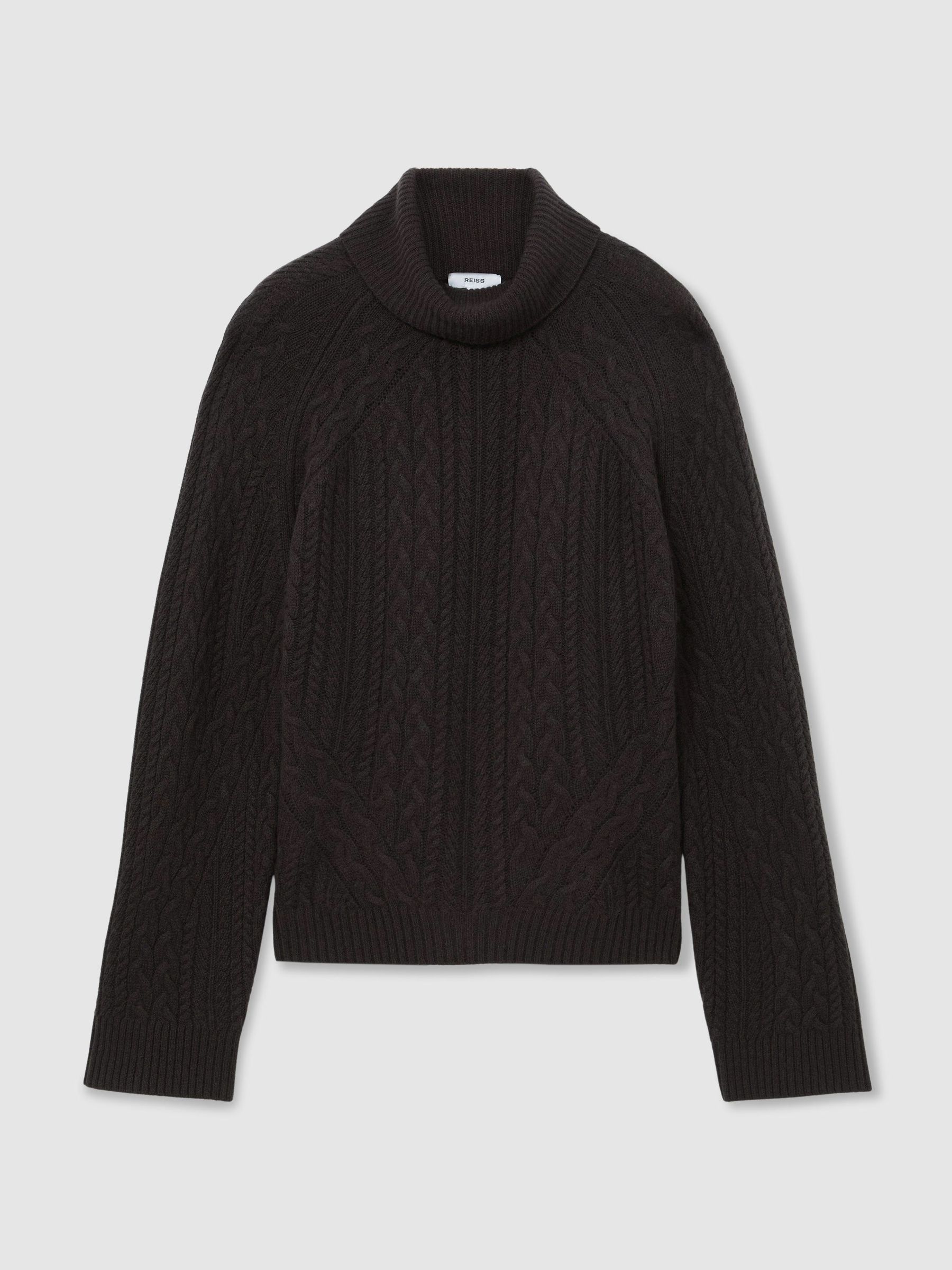 Wool-Cashmere Cable-Knit Roll-Neck Jumper in Chocolate Brown - Image 2 of 7 Wool-Cashmere Cable-Knit Roll-Neck Jumper in Chocolate Brown - Image 2 of 7
