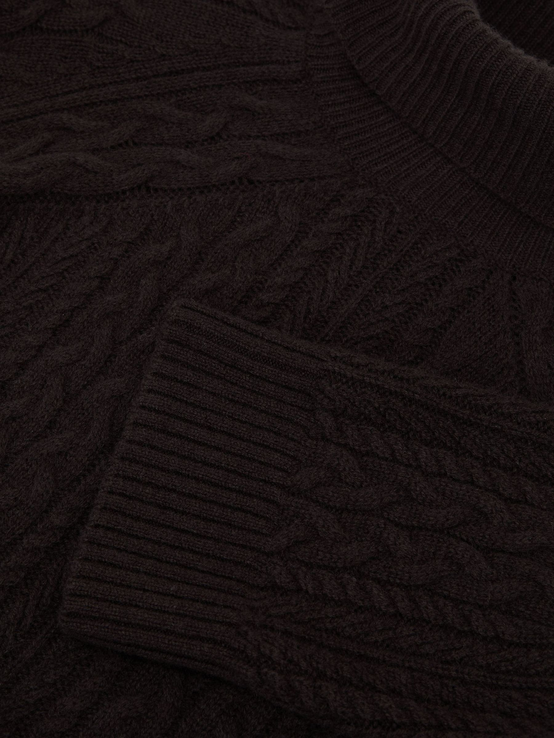 Wool-Cashmere Cable-Knit Roll-Neck Jumper in Chocolate Brown - Image 7 of 7