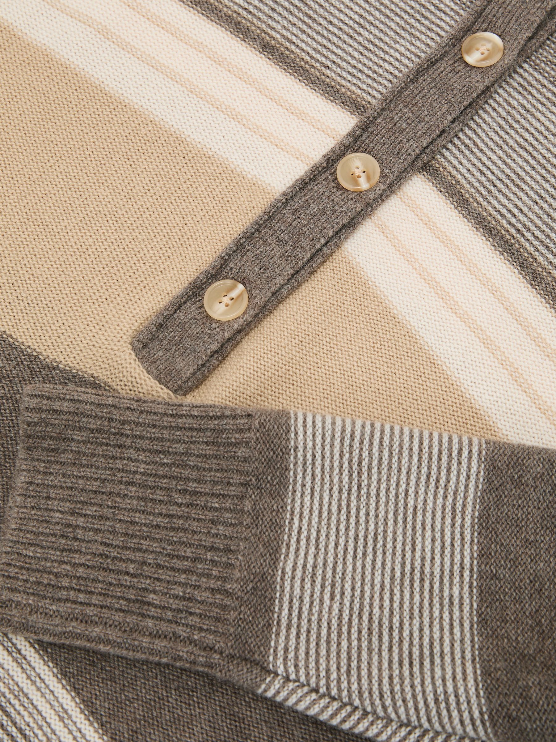 Wool-Cashmere Striped Half-Button Jumper in Neutral - Image 6 of 6