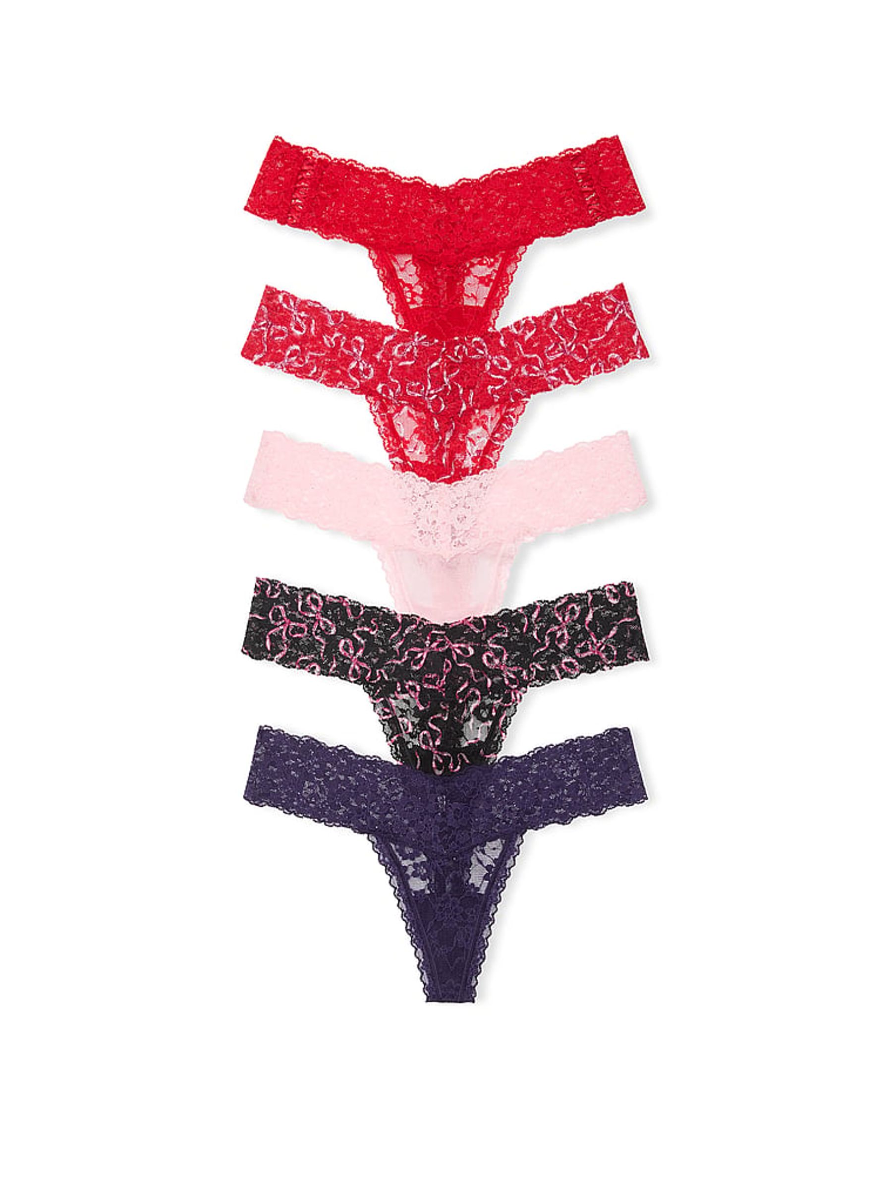 Red/Pink/Black/Purple Thong 5 Pack Knickers - Image 1 of 1