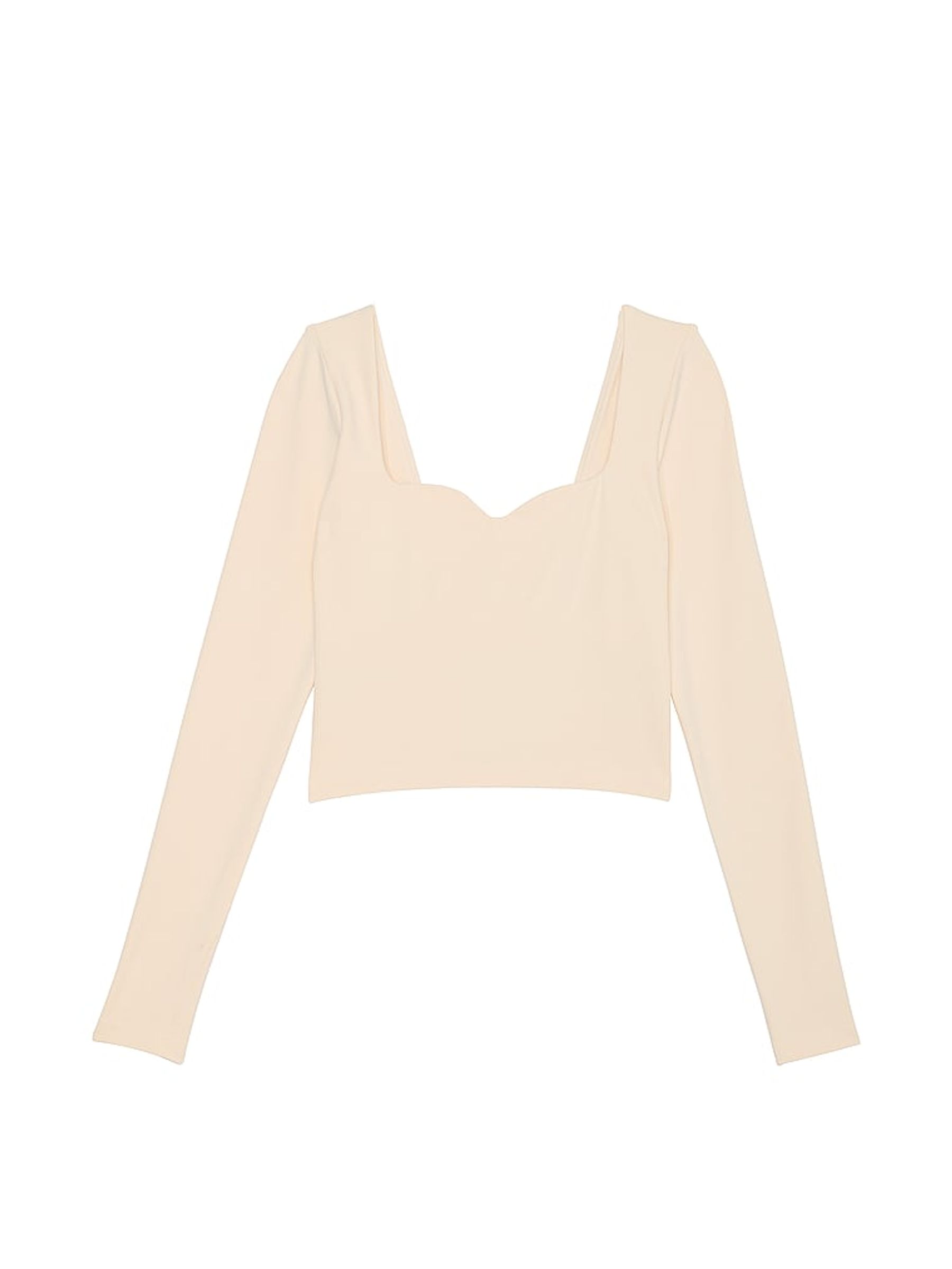 White Shell Cropped Fitted Long Sleeve Top - Image 3 of 4