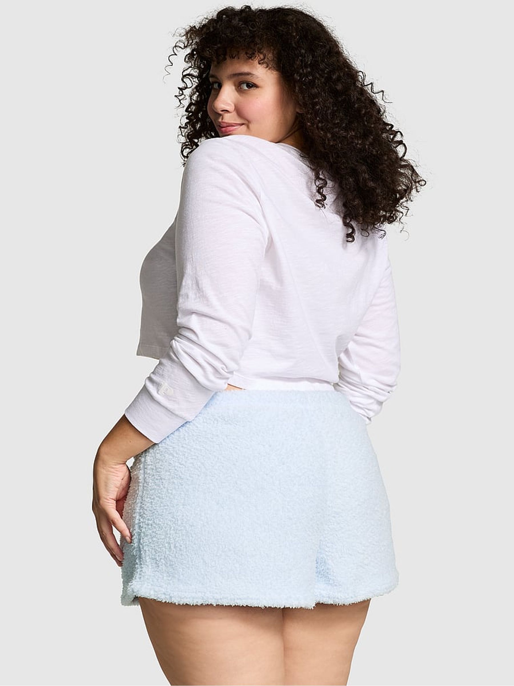 Hydrangea Blue Cosy Knit Boxer Pyjama Shorts - Image 2 of 4