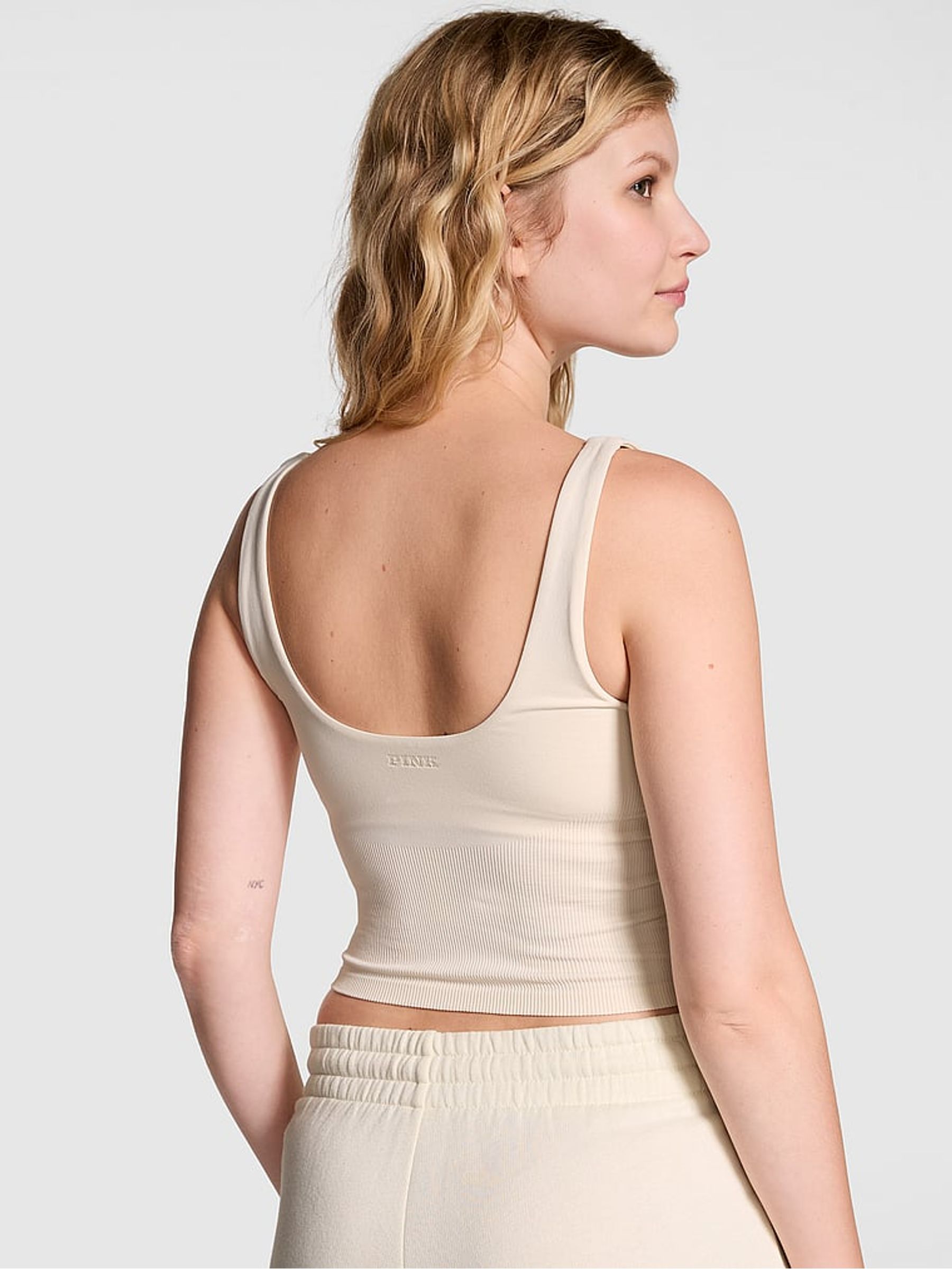 White Shell Longline Sports Bra Tank Top - Image 2 of 3