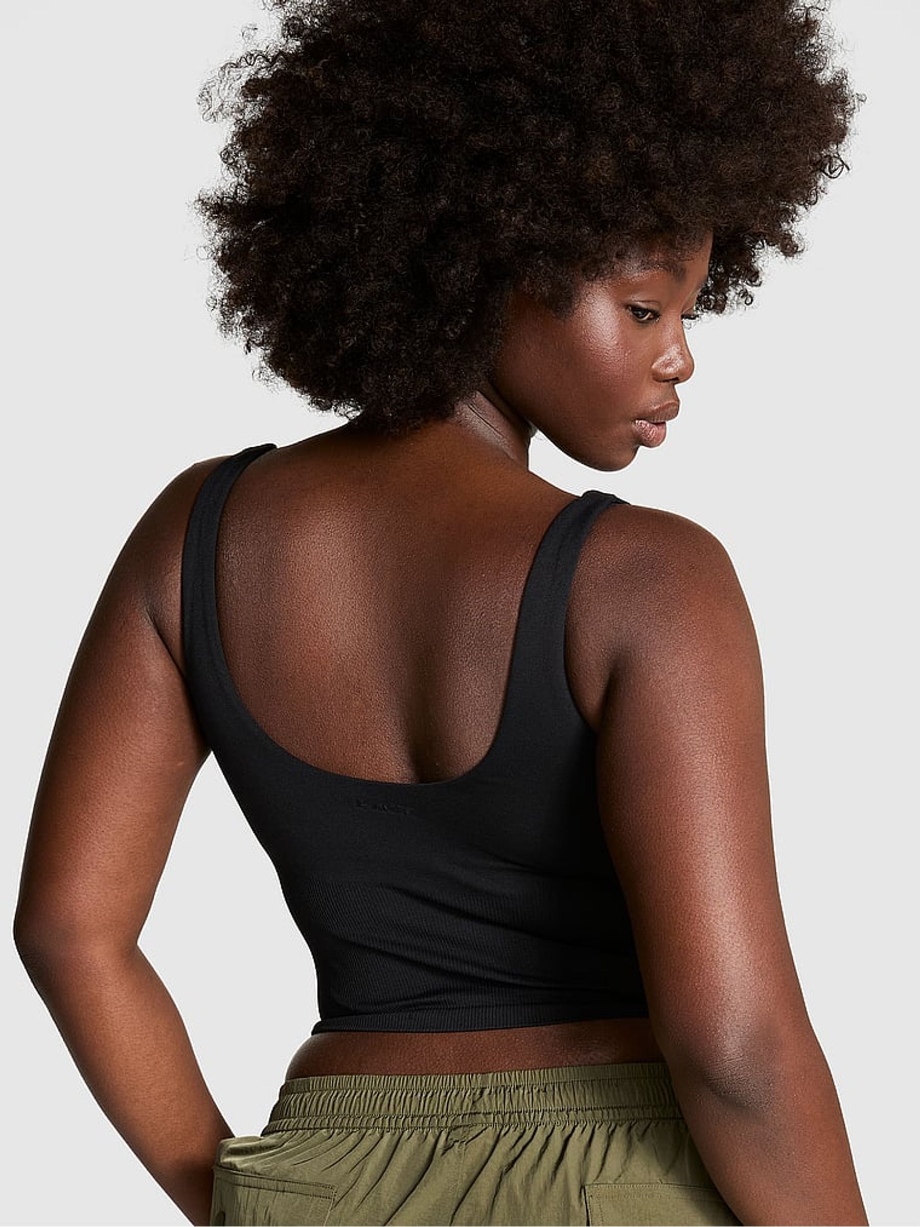 Black Longline Sports Bra Tank Top - Image 2 of 3