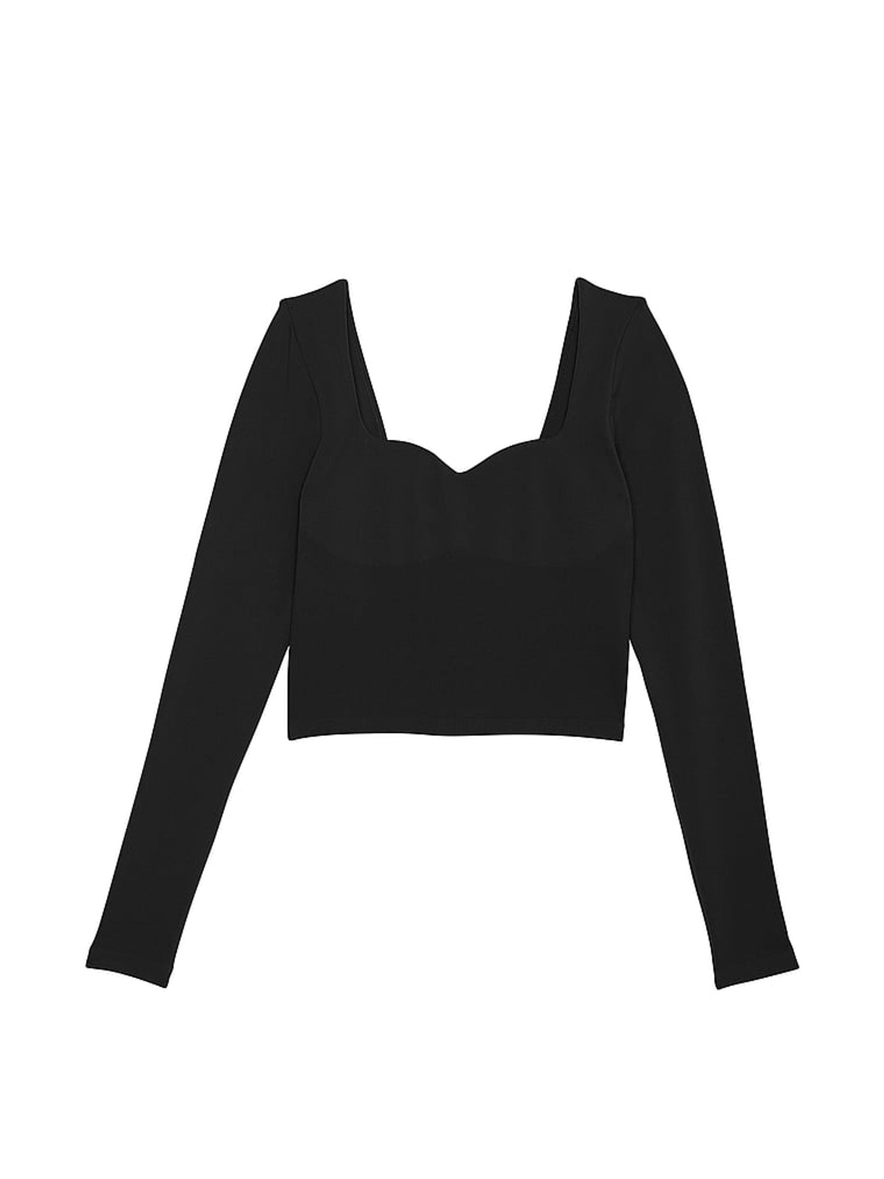 Black Cropped Fitted Long Sleeve Top - Image 3 of 3