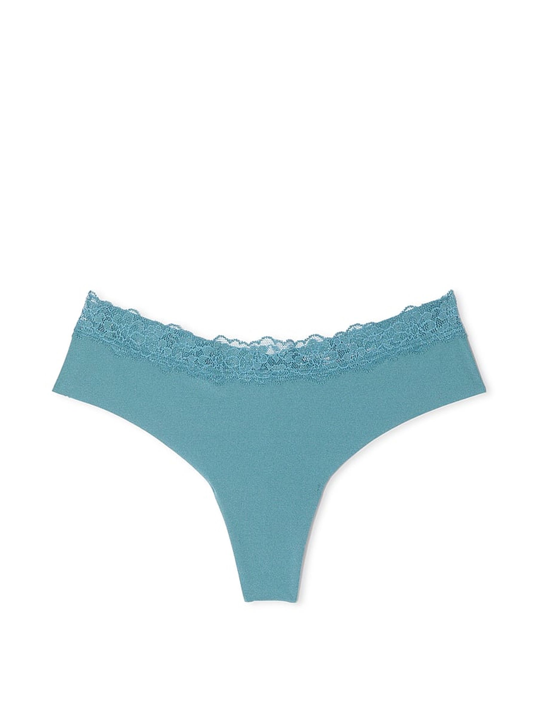 French Sage Green Lace Waist Thong Knickers - Image 3 of 3
