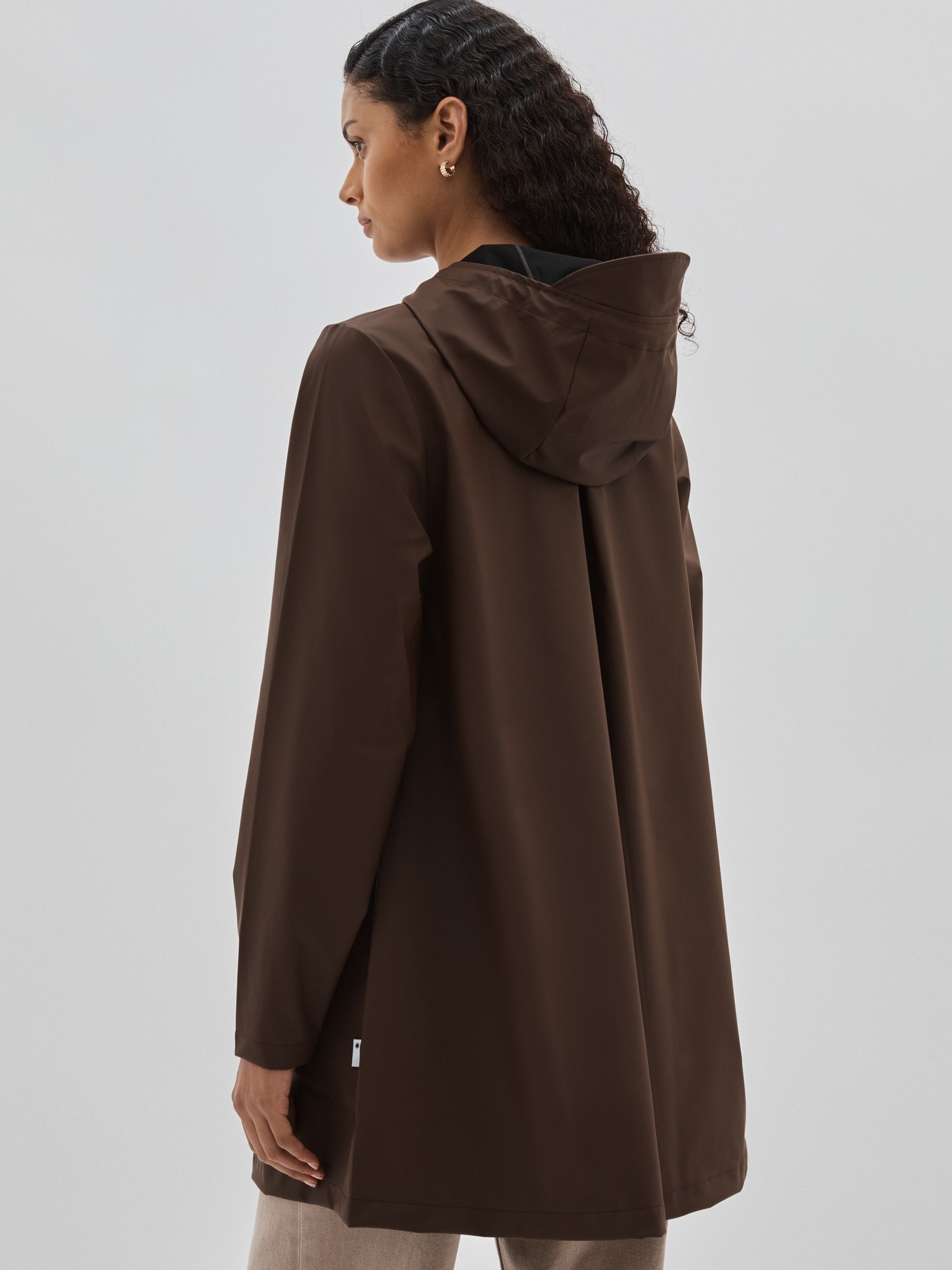 Rains Bitter Chocolate A-Line Raincoat in Bitter Chocolate - Image 4 of 5