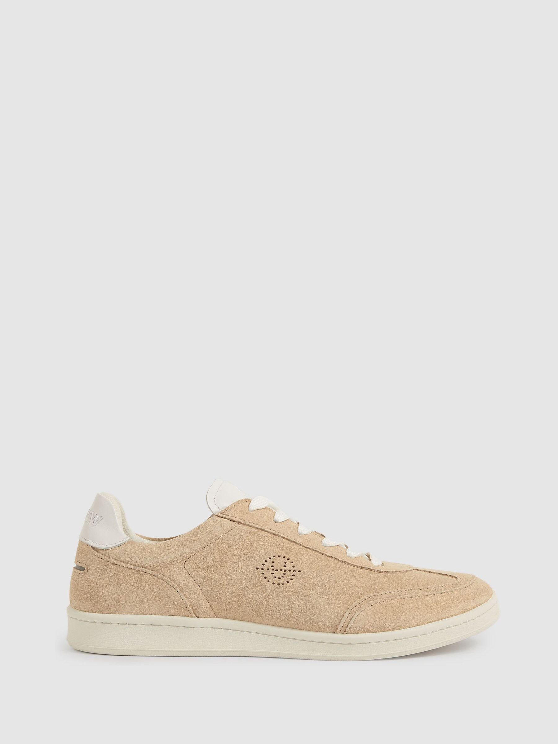 Unseen Suede Lace-Up Trainers in Taupe/White - Image 1 of 4