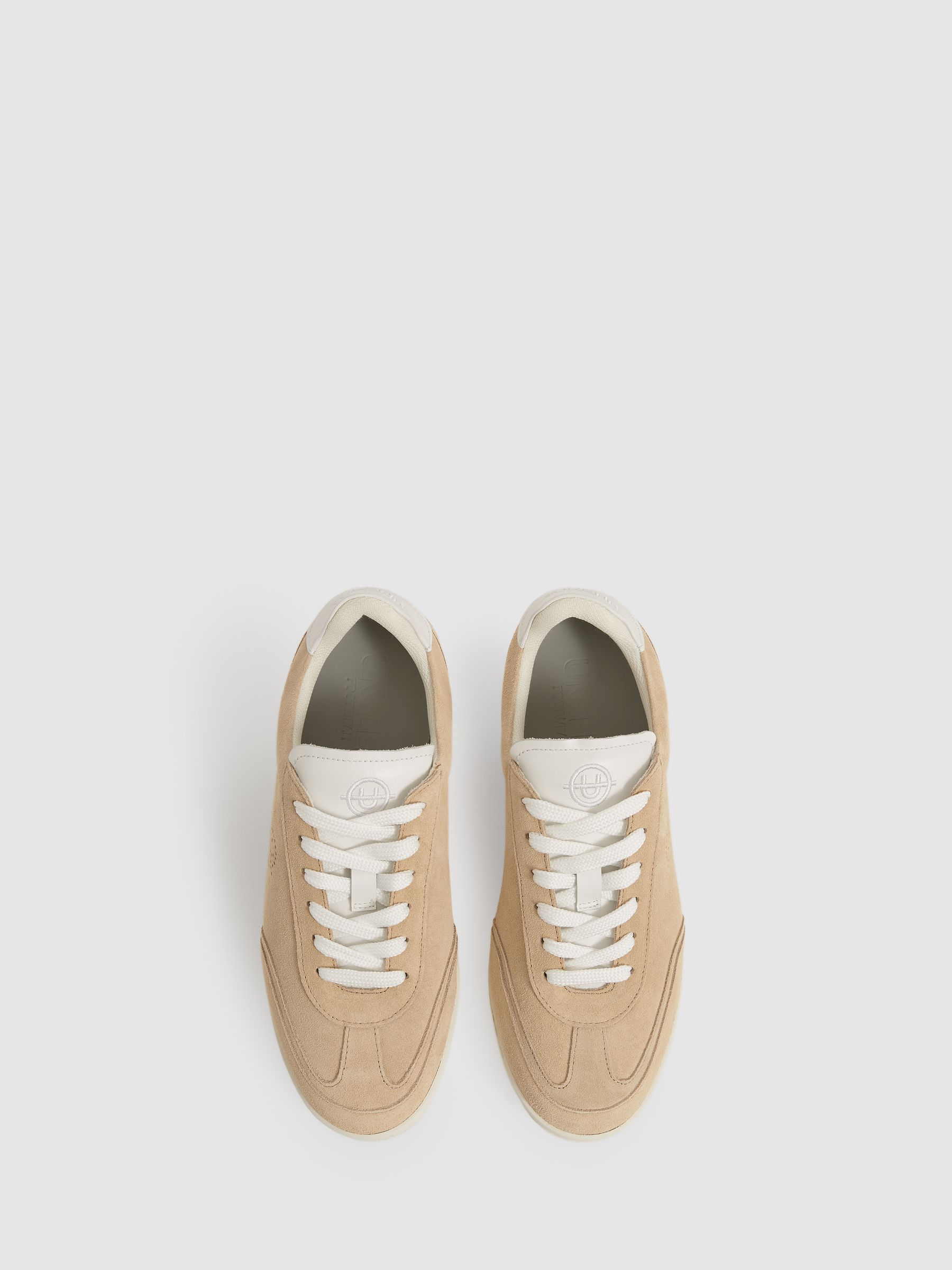 Unseen Suede Lace-Up Trainers in Taupe/White - Image 2 of 4