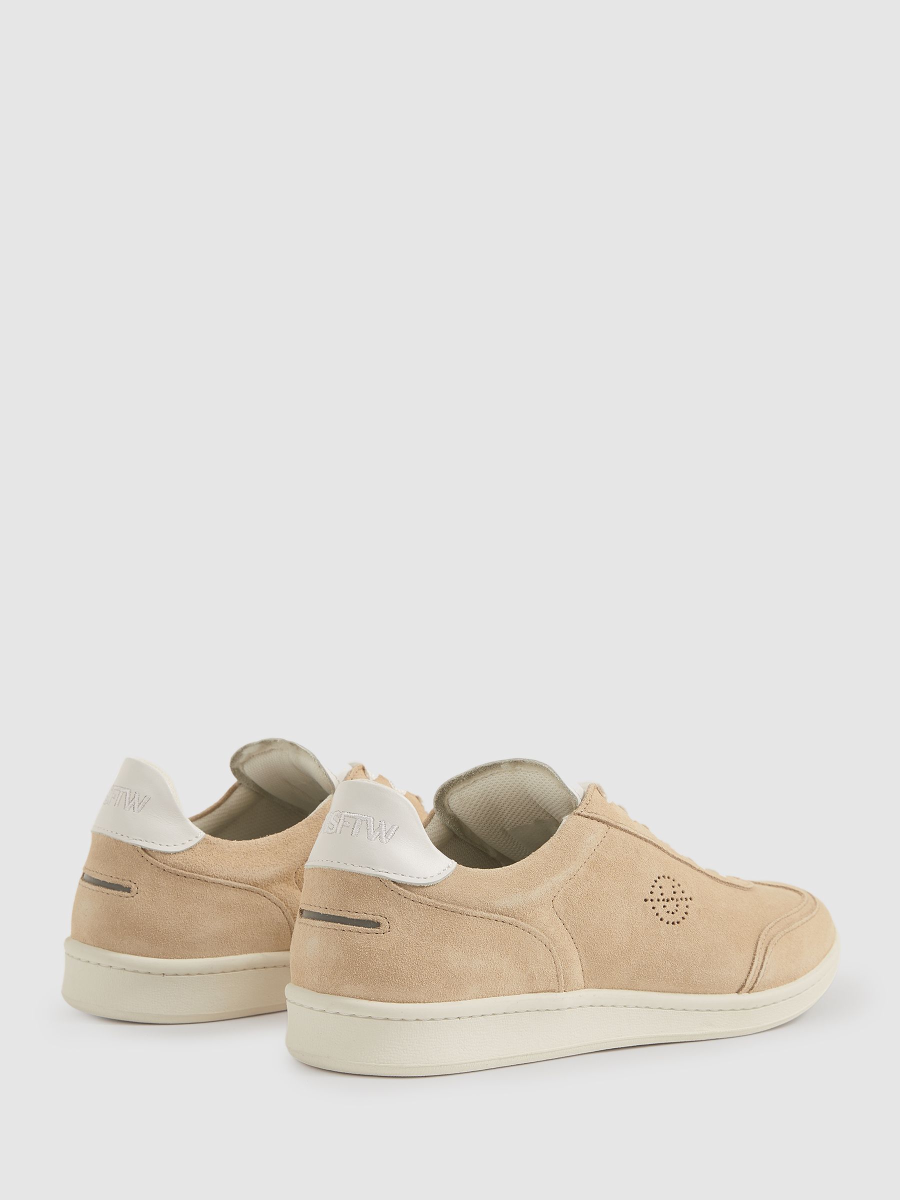 Unseen Suede Lace-Up Trainers in Taupe/White - Image 3 of 4
