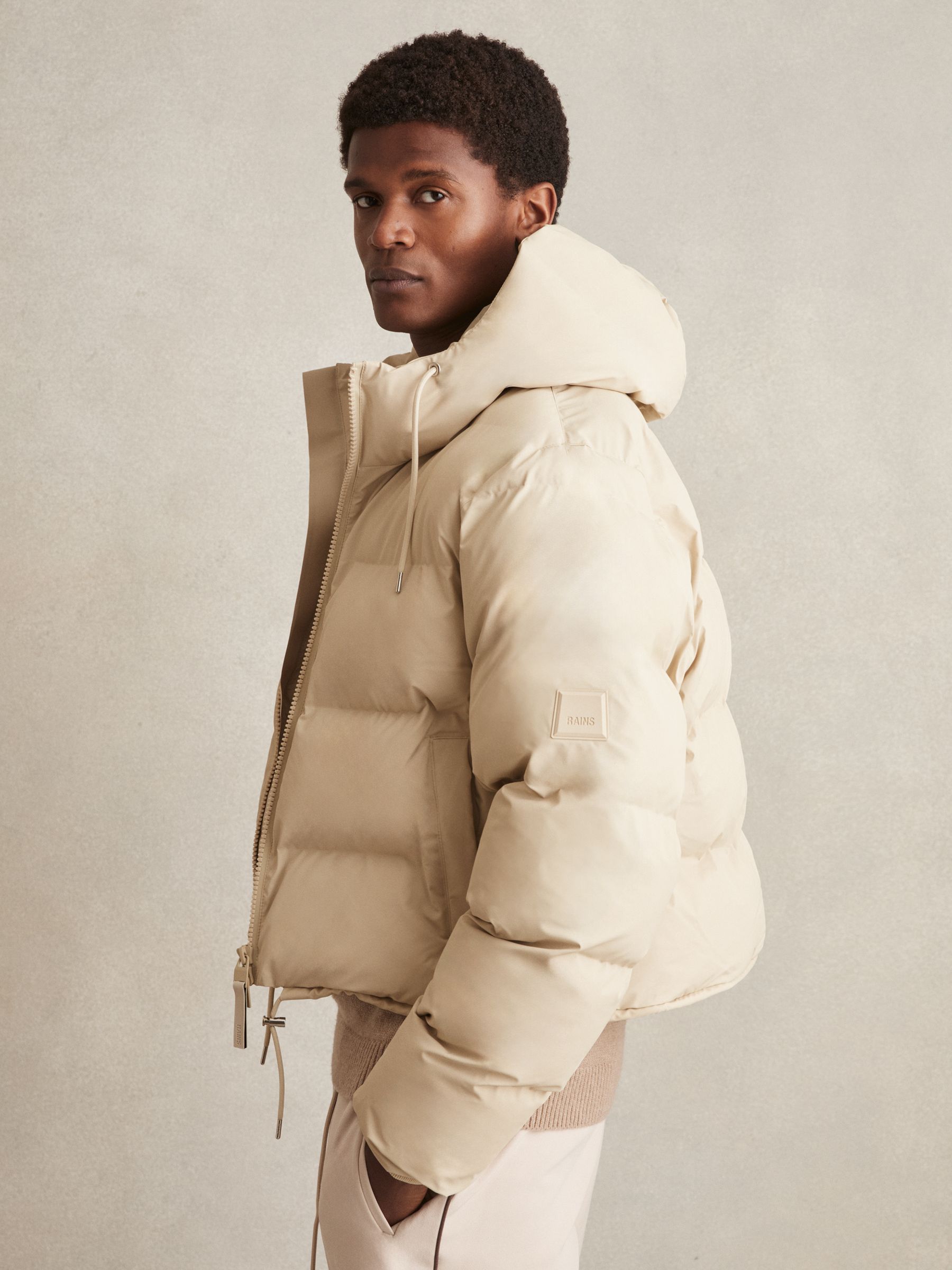 Rains Alta Short Puffer Jacket in Dark Stone - Image 3 of 6