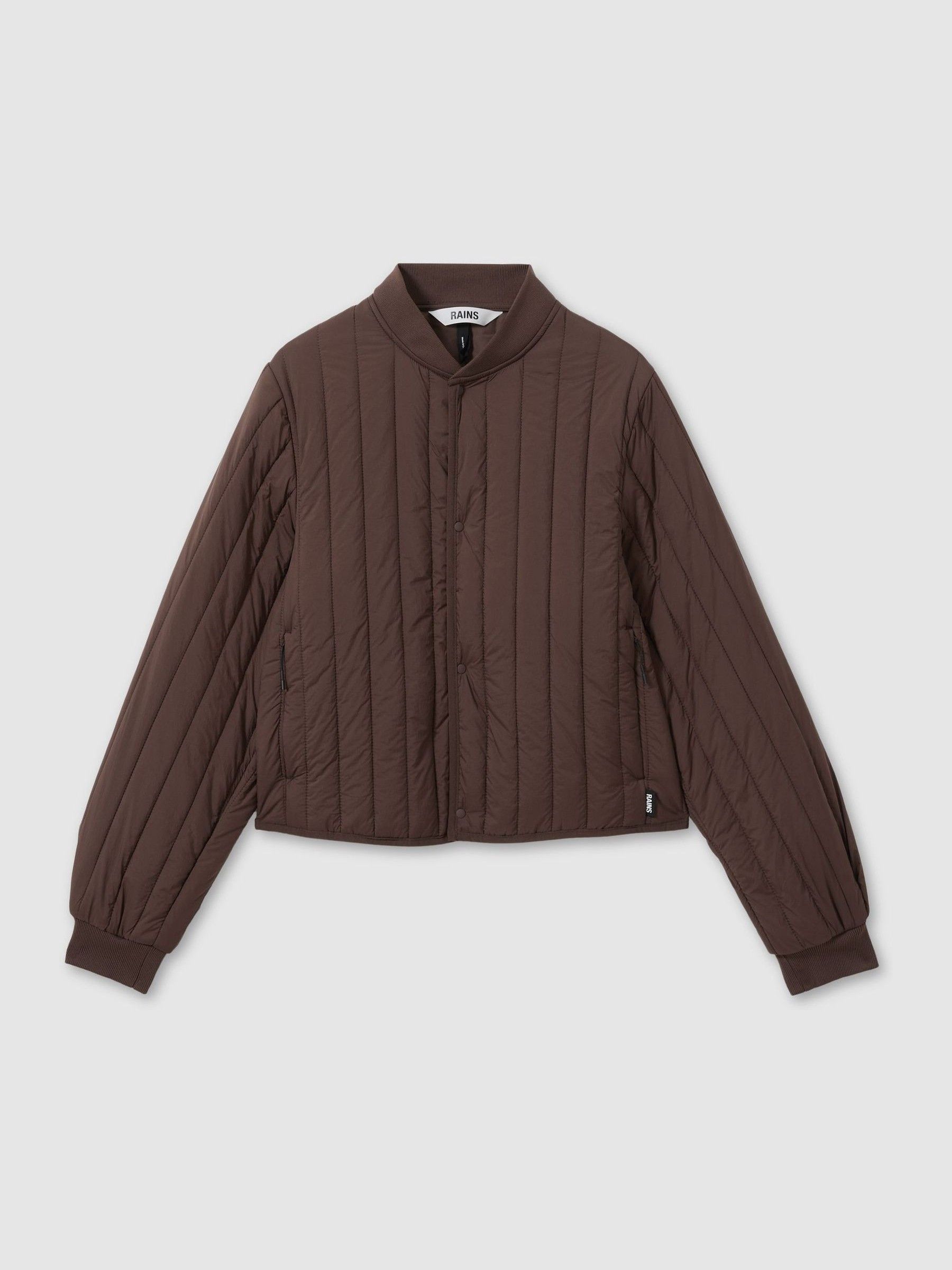 Rains Quilted Shell Bomber Jacket in Dark Brown - Image 2 of 5