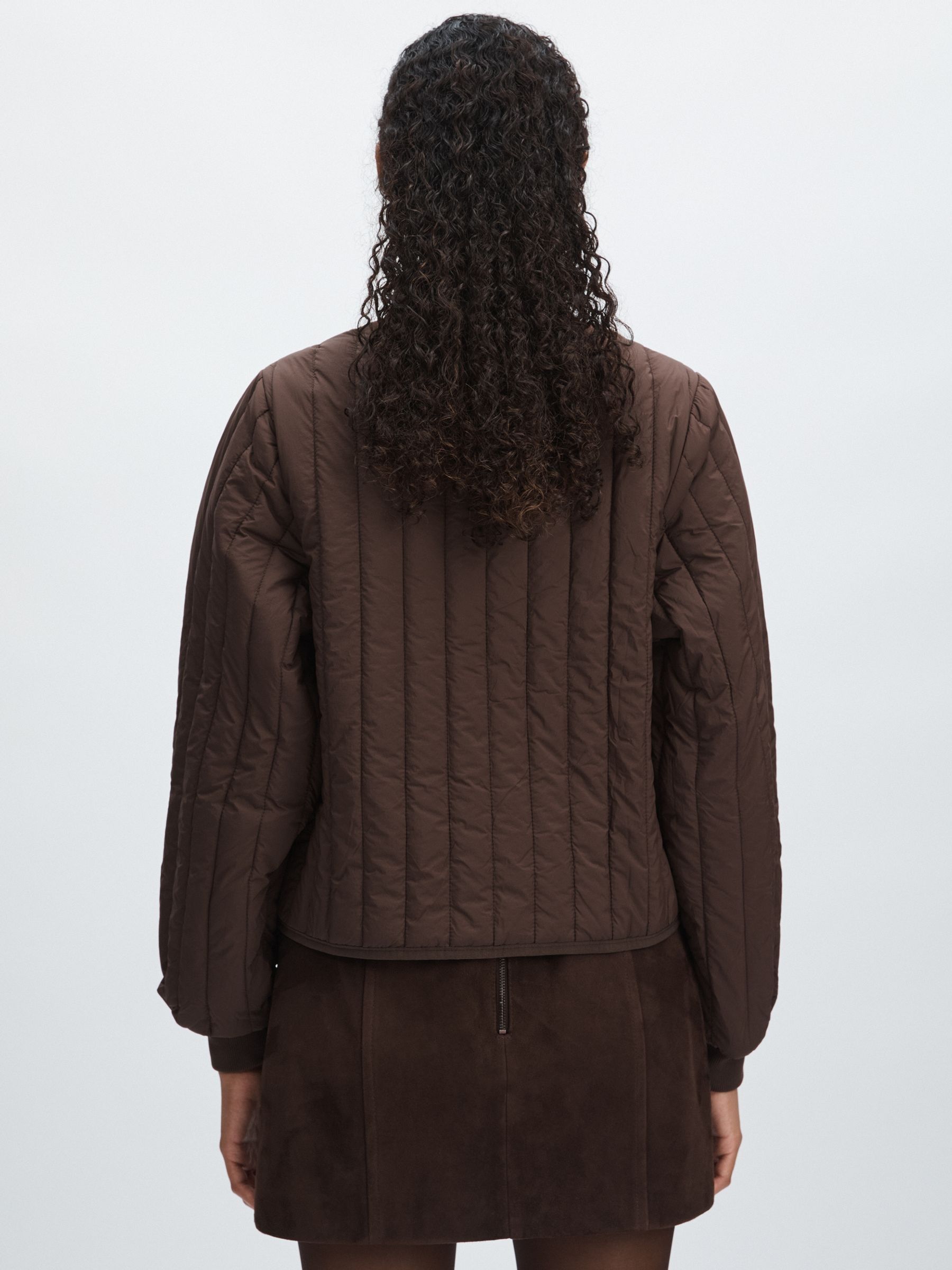 Rains Quilted Shell Bomber Jacket in Dark Brown - Image 4 of 5