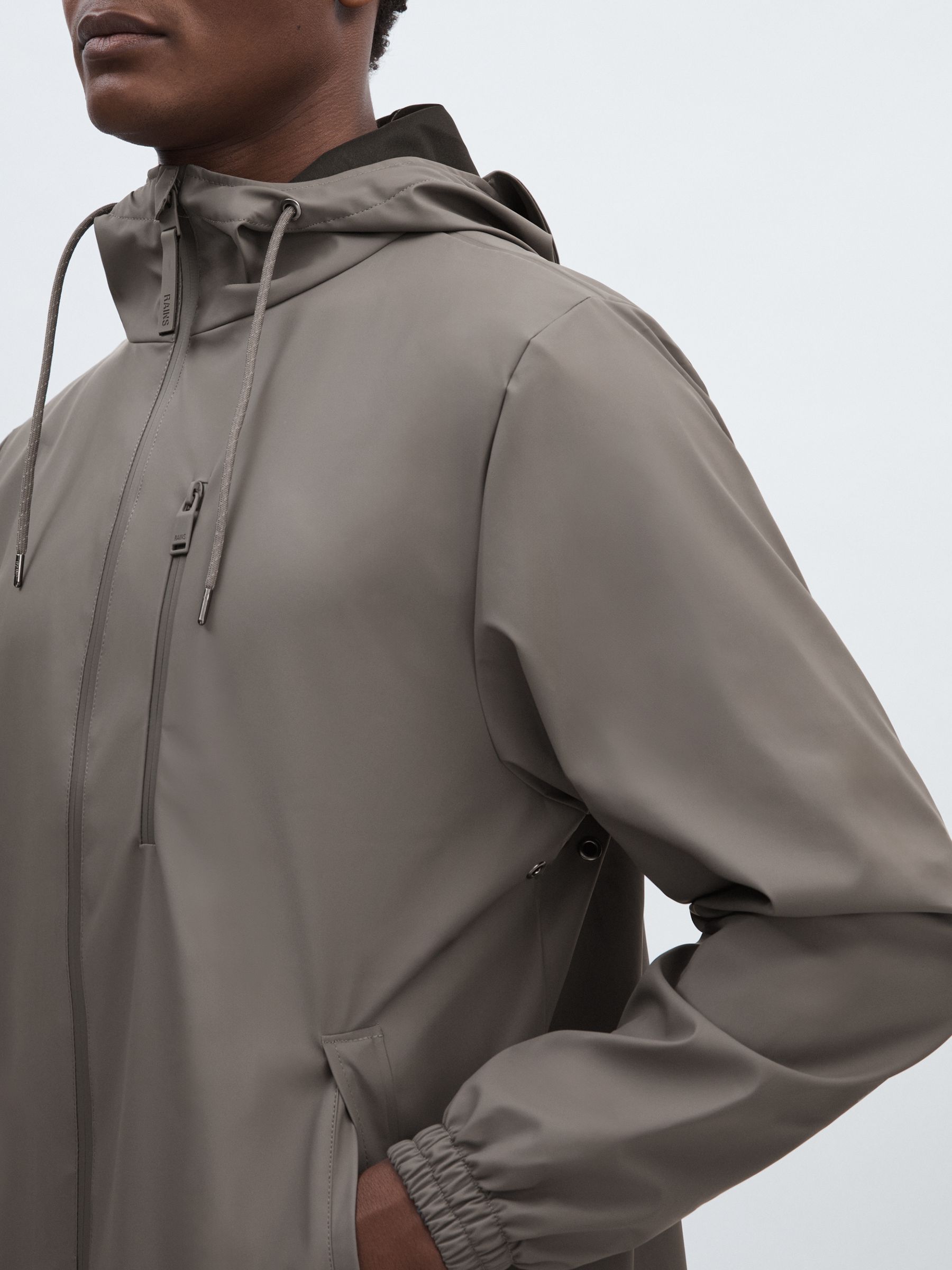 Rains Long Storm Breaker Raincoat in Dark Grey - Image 4 of 6