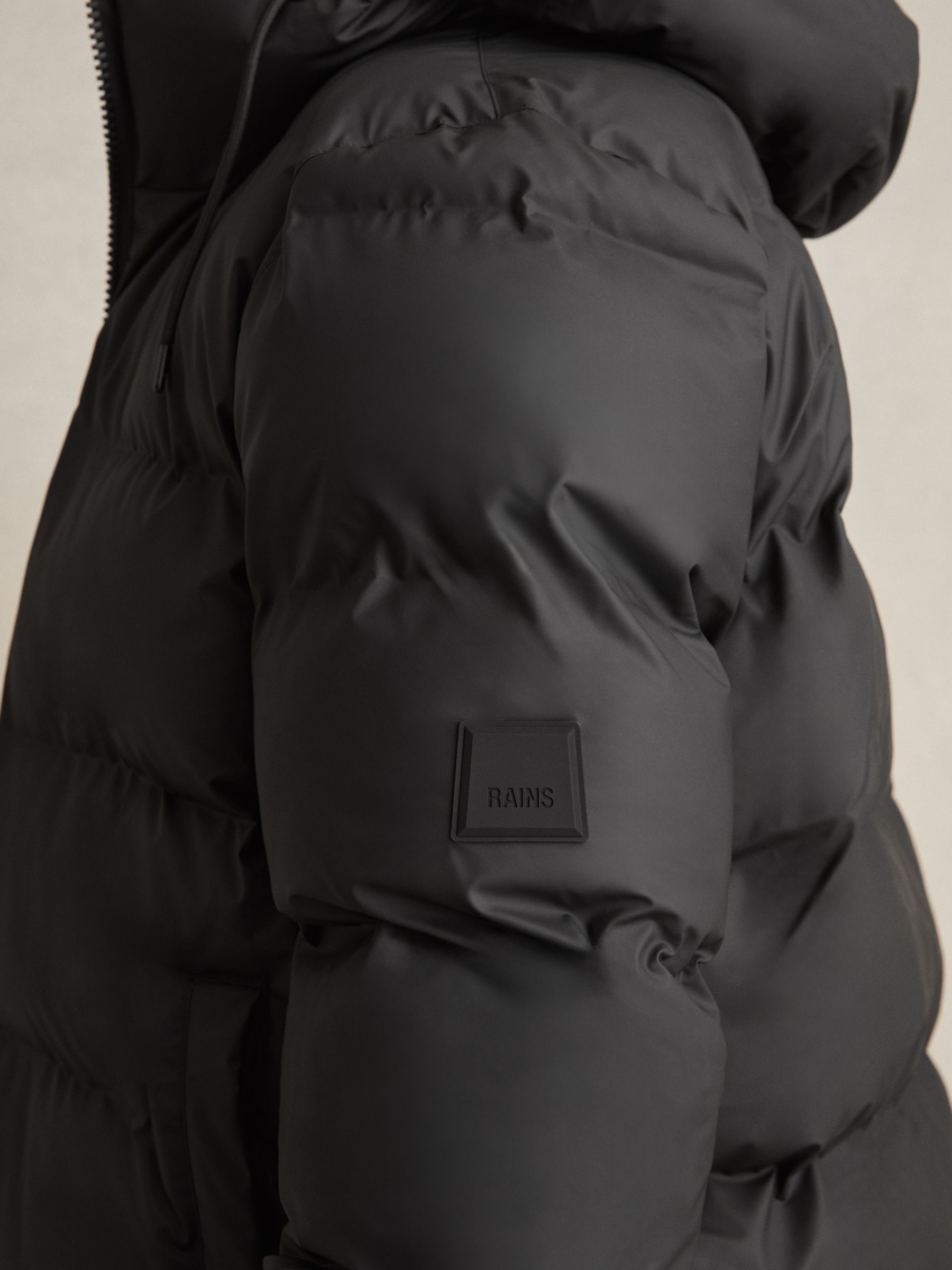 Rains Alta Short Puffer Jacket in Black - Image 4 of 6